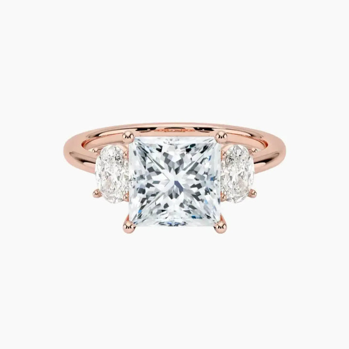 Liora Princess Three Stone 1 Carat Lab Grown Diamond Engagement Ring in 18K Rose Gold