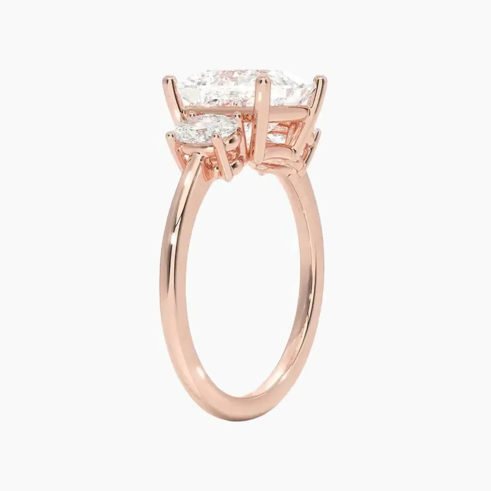 Liora Princess Three Stone 3 Carat Lab Grown Diamond Engagement Ring in 18K White Gold