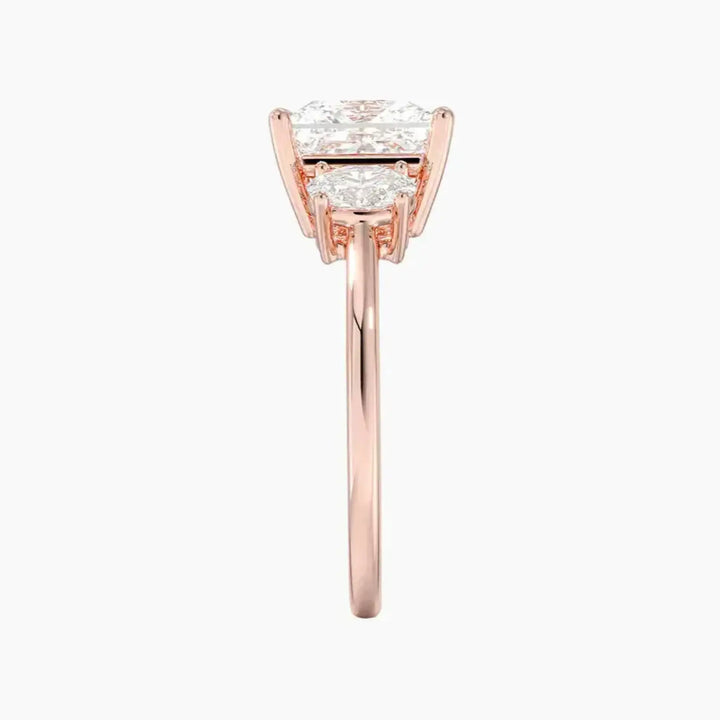 Liora Princess Three Stone 3 Carat Lab Grown Diamond Engagement Ring in 18K Yellow Gold