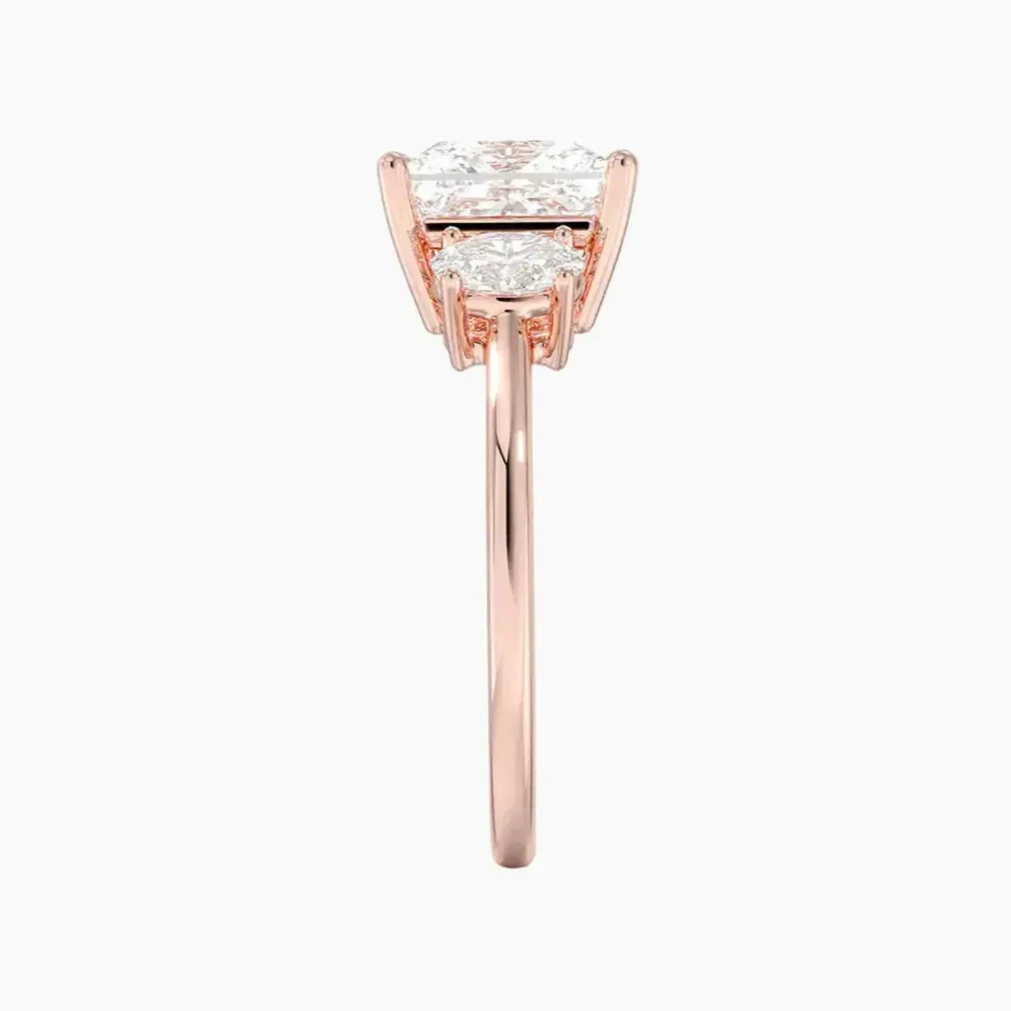 Liora Princess Three Stone 3 Carat Lab Grown Diamond Engagement Ring in 14K Yellow Gold