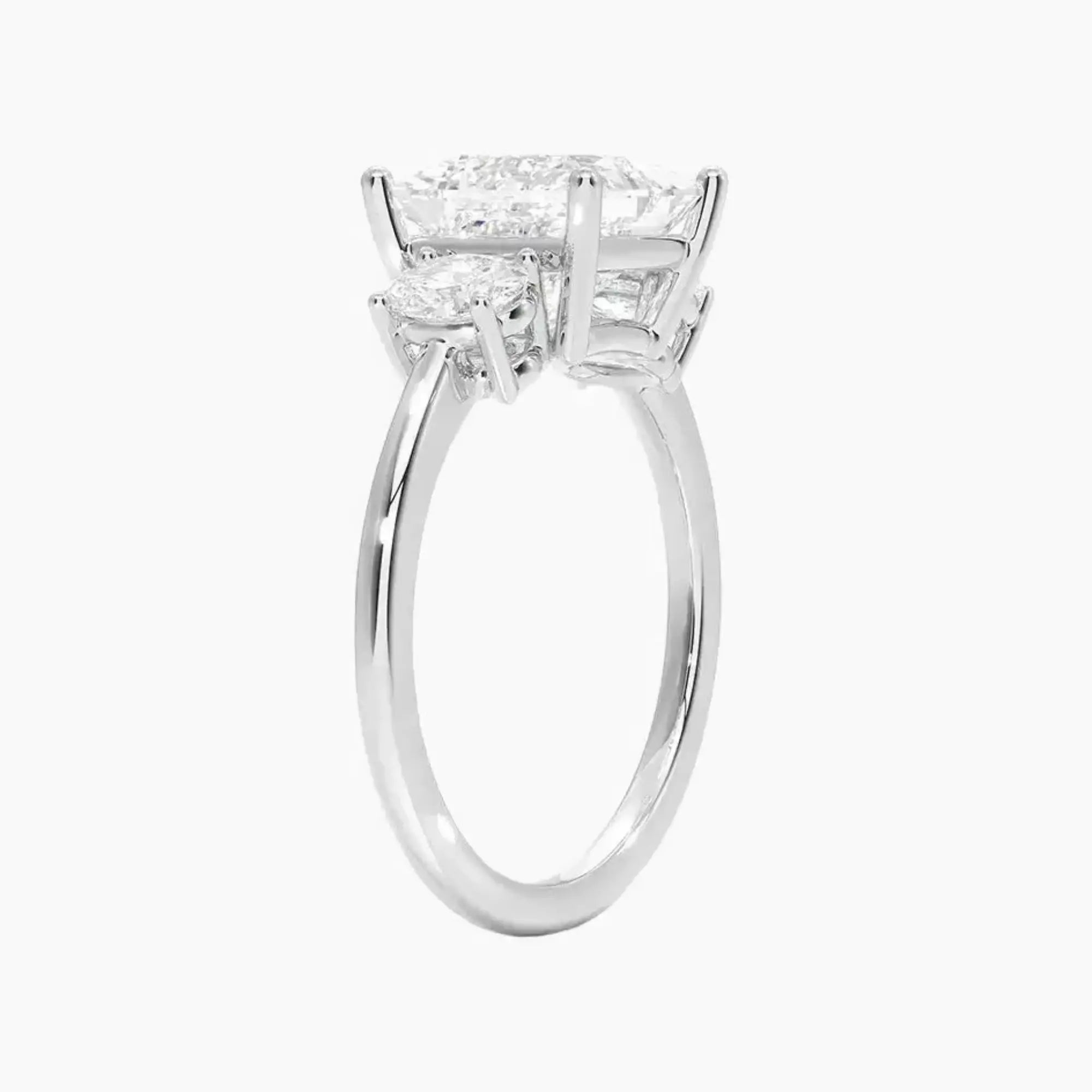 Liora Princess Three Stone 2.5 Carat Lab Grown Diamond Engagement Ring in 18K Yellow Gold