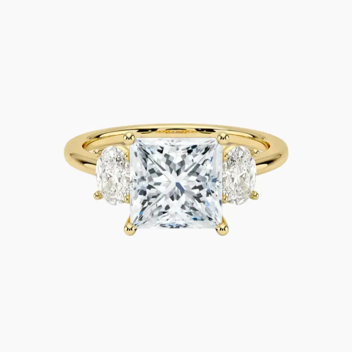 Liora Princess Three Stone 2 Carat Lab Grown Diamond Engagement Ring in 18K Yellow Gold