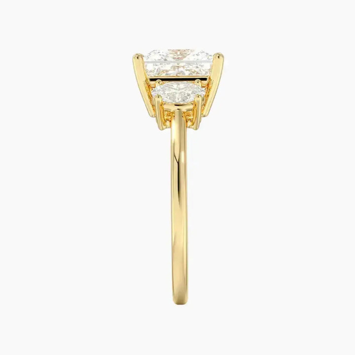 Liora Princess Three Stone 2.5 Carat Lab Grown Diamond Engagement Ring in 18K Rose Gold