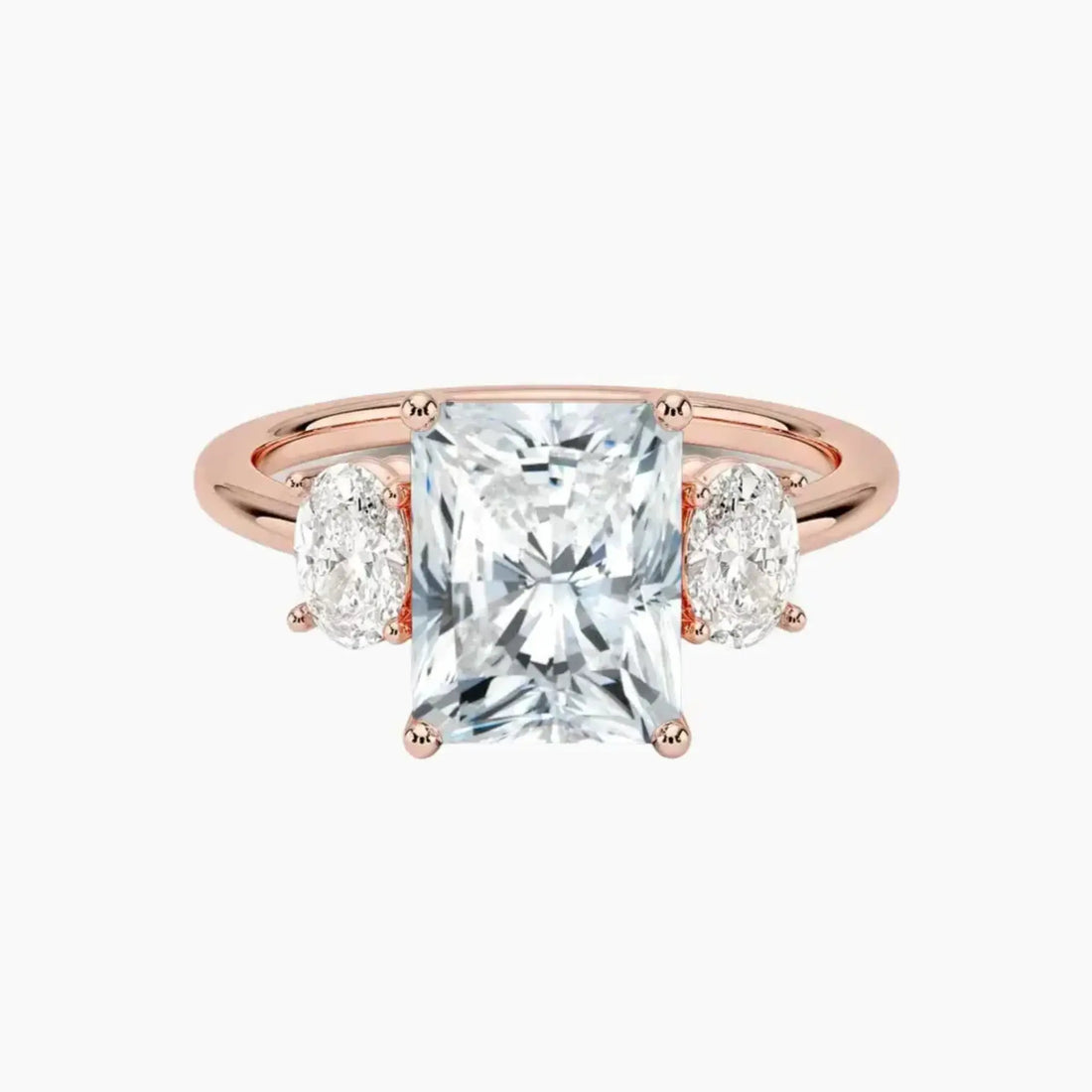 Liora Radiant Three Stone Diamond Ring Setting in 18K Rose Gold