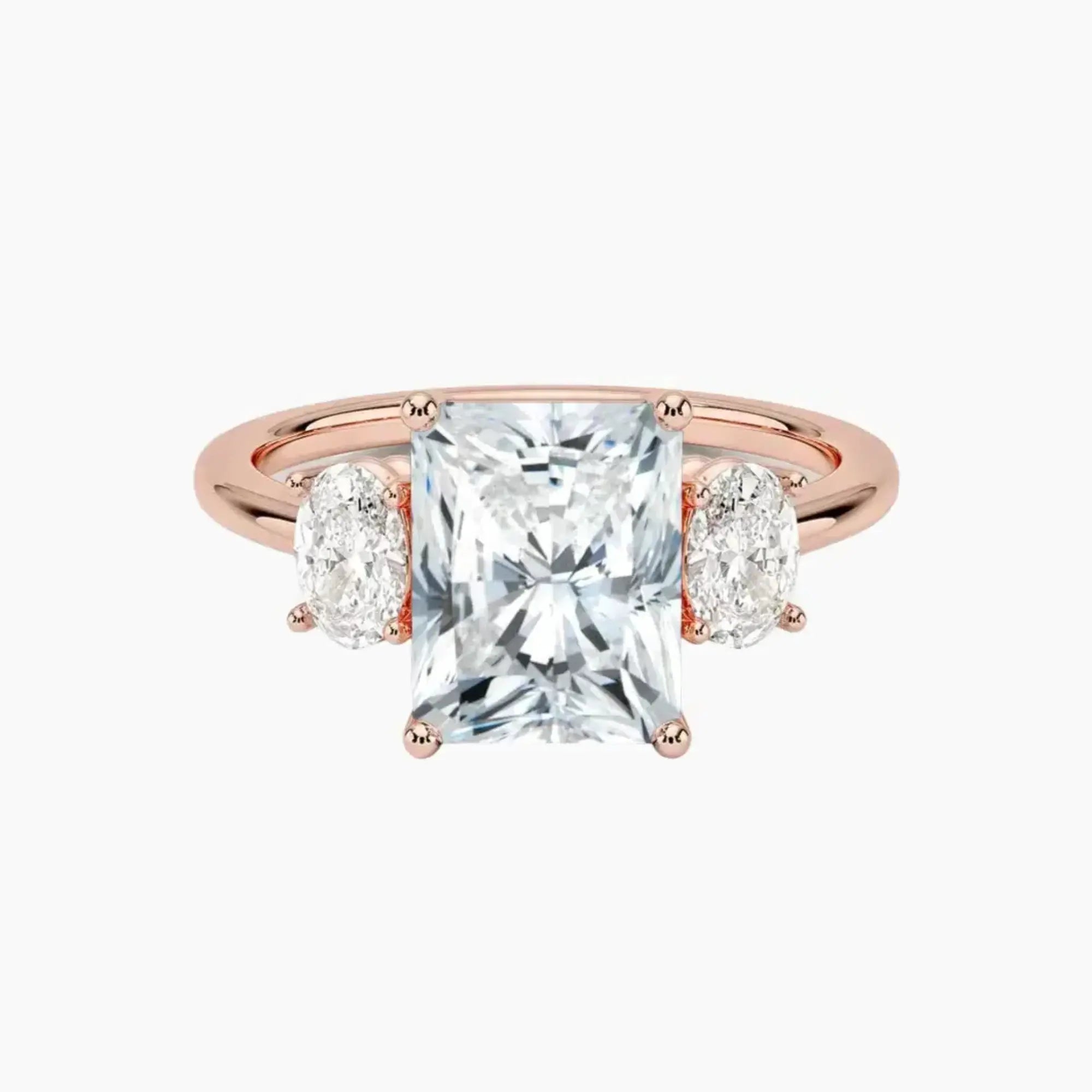 Liora Radiant Three Stone 2.5 Carat Lab Grown Diamond Engagement Ring in 14K Yellow Gold