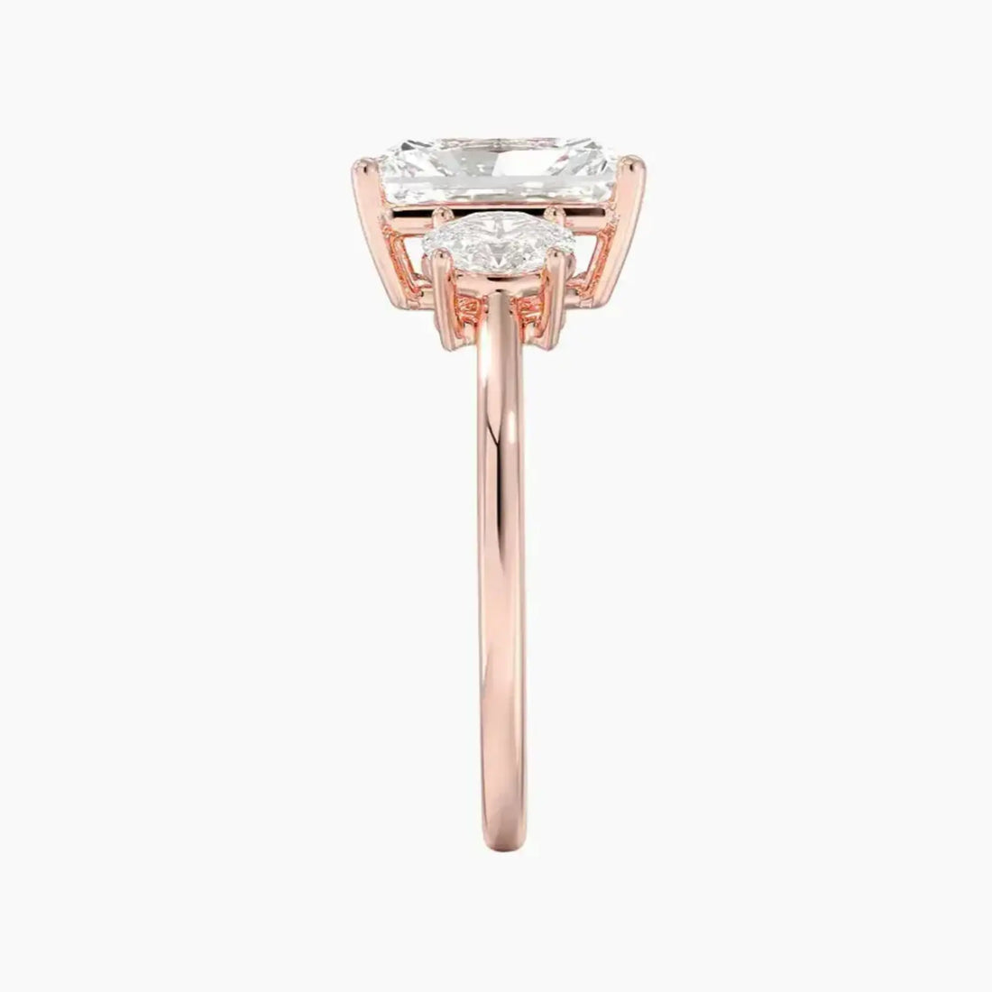 Liora Radiant Three Stone 2.5 Carat Lab Grown Diamond Engagement Ring in 18K Yellow Gold