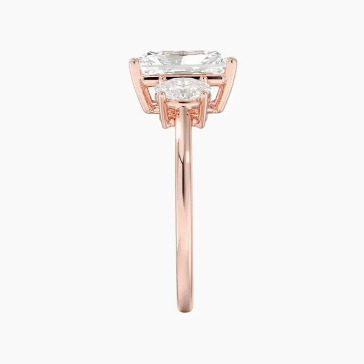 Liora Radiant Three Stone 1.5 Carat Lab Grown Diamond Engagement Ring in 18K White Gold