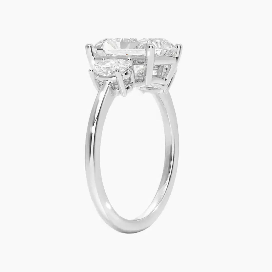 Liora Radiant Three Stone Diamond Ring Setting in 18K Rose Gold