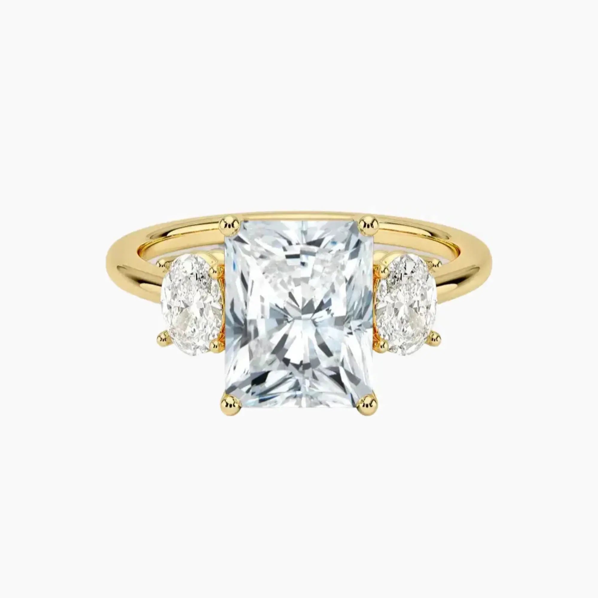 Liora Radiant Three Stone Diamond Ring Setting in 18K White Gold