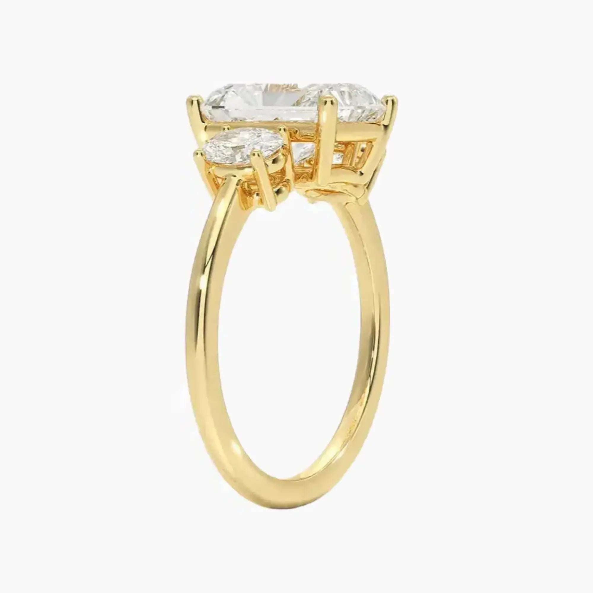 Liora Radiant Three Stone Diamond Ring Setting in 18K White Gold