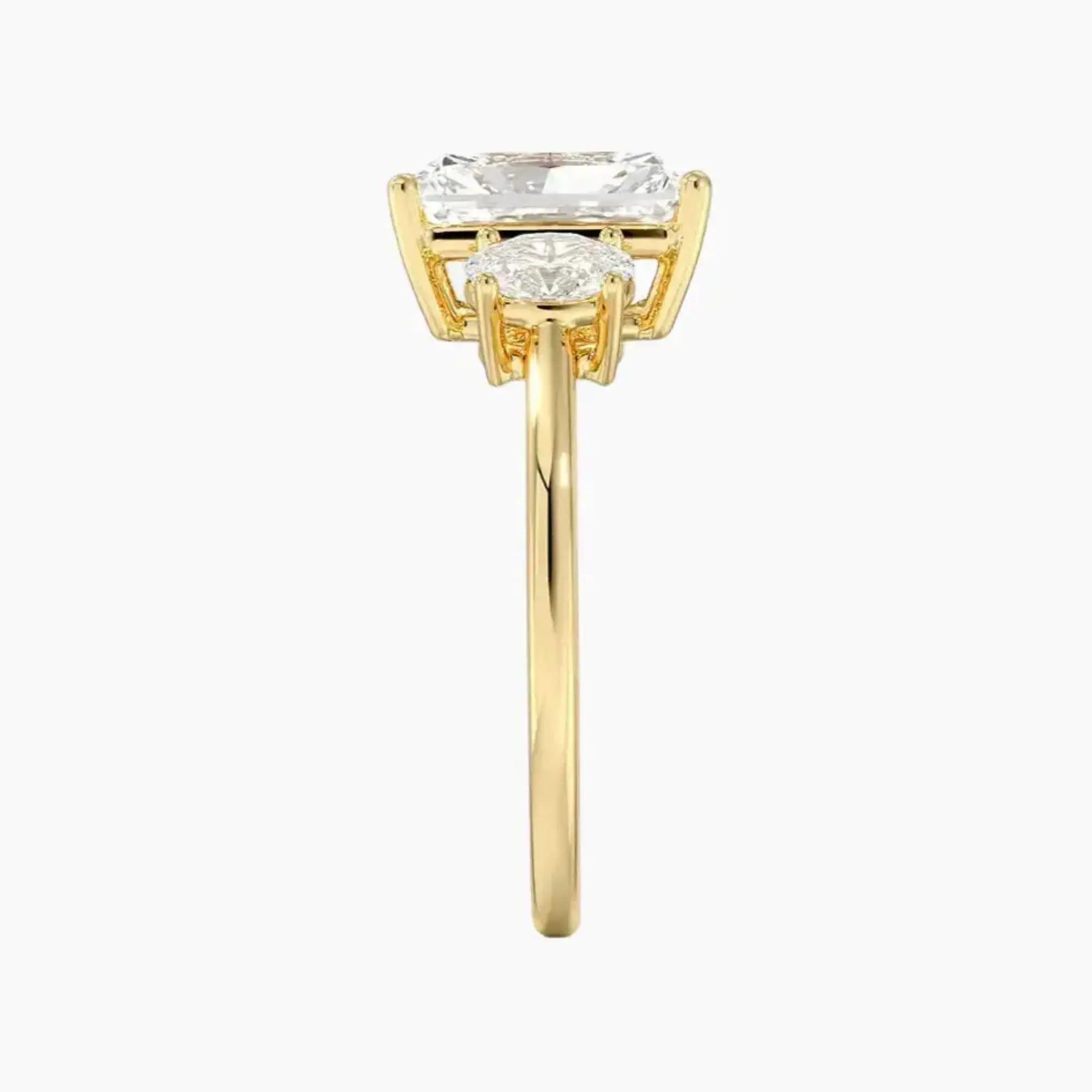 Liora Radiant Three Stone Diamond Ring Setting in 18K Rose Gold
