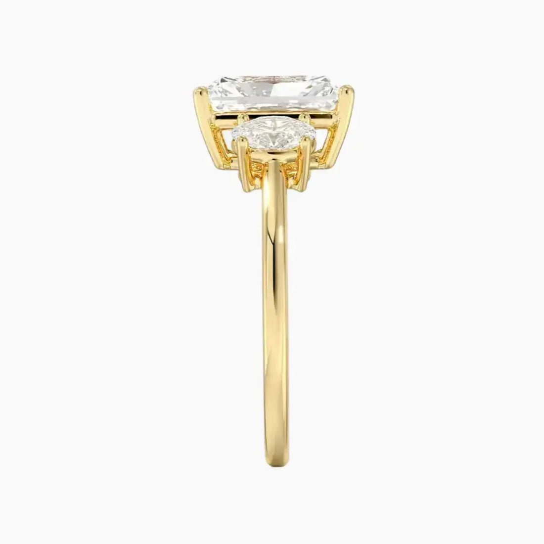 Liora Radiant Three Stone Diamond Ring Setting in 14K White Gold