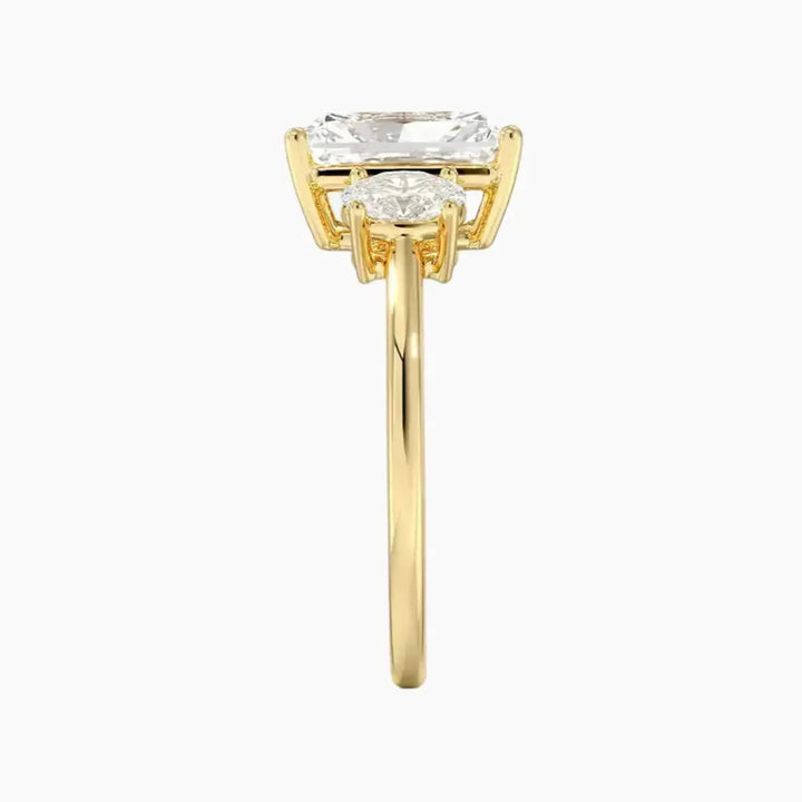 Liora Radiant Three Stone 1.5 Carat Lab Grown Diamond Engagement Ring in 14K Rose Gold