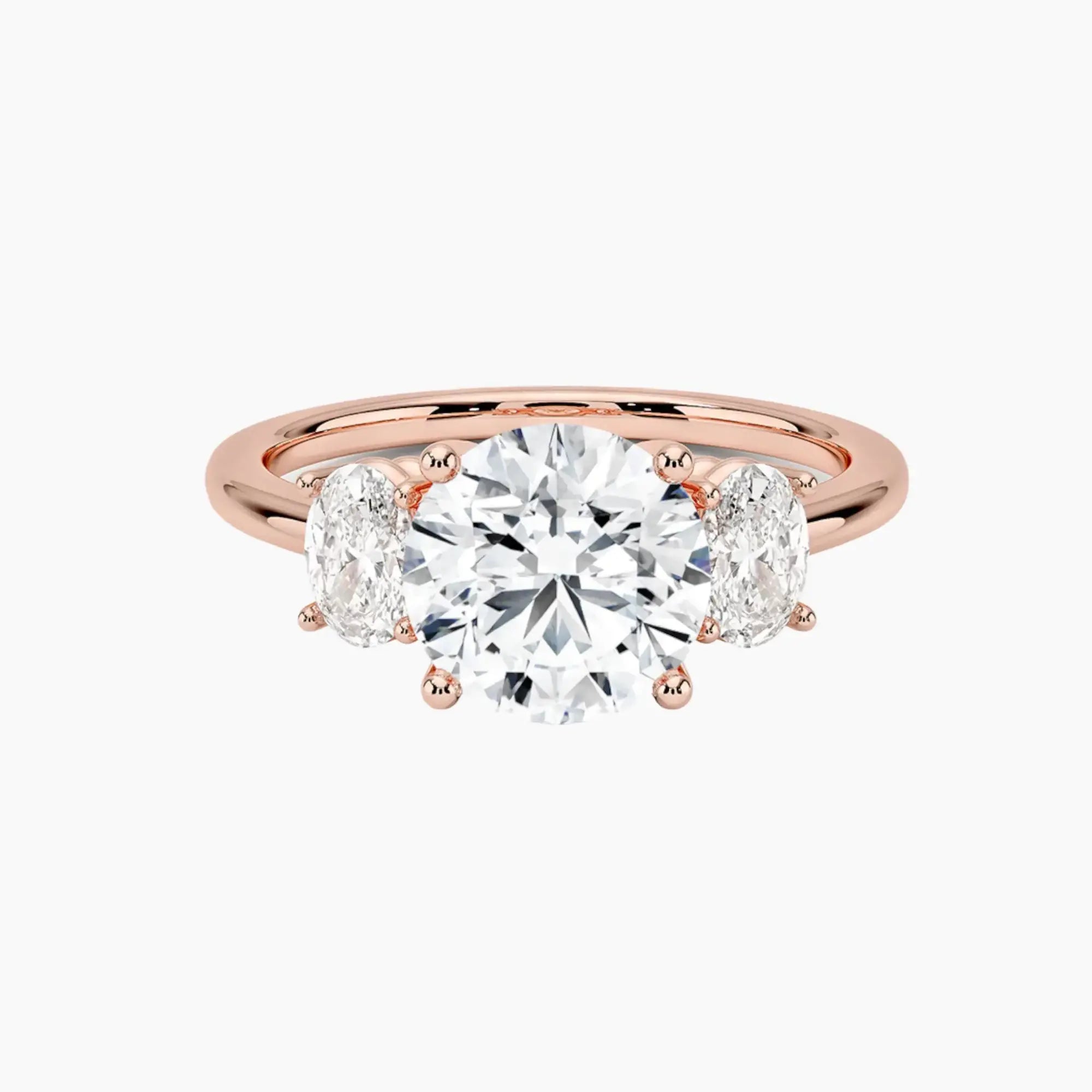 Liora Round Three Stone Diamond Ring Setting in 14K Rose Gold