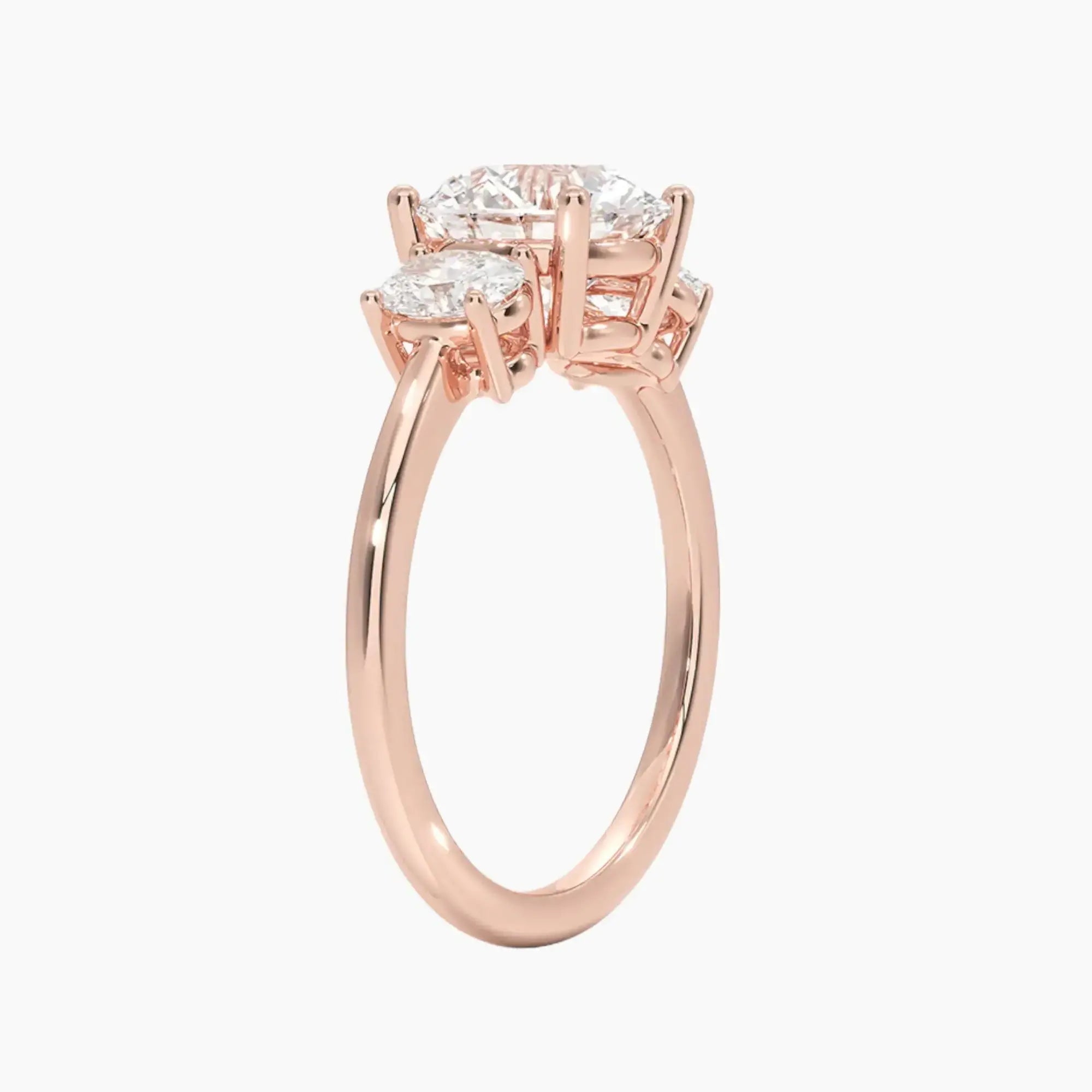 Liora Round Three Stone 3 Carat Lab Grown Diamond Engagement Ring in 18K Yellow Gold