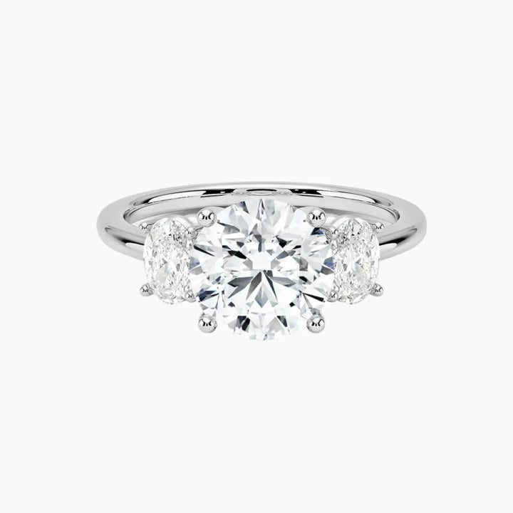 Liora Round Three Stone 3 Carat Lab Grown Diamond Engagement Ring in 18K White Gold