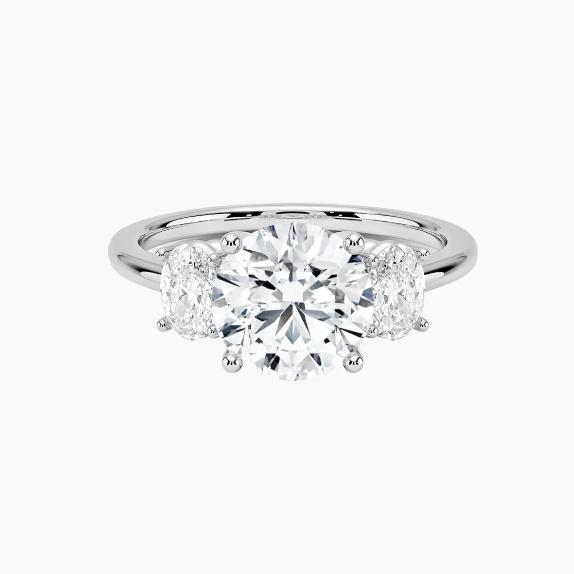 Liora Round Three Stone 3 Carat Lab Grown Diamond Engagement Ring in 18K Rose Gold