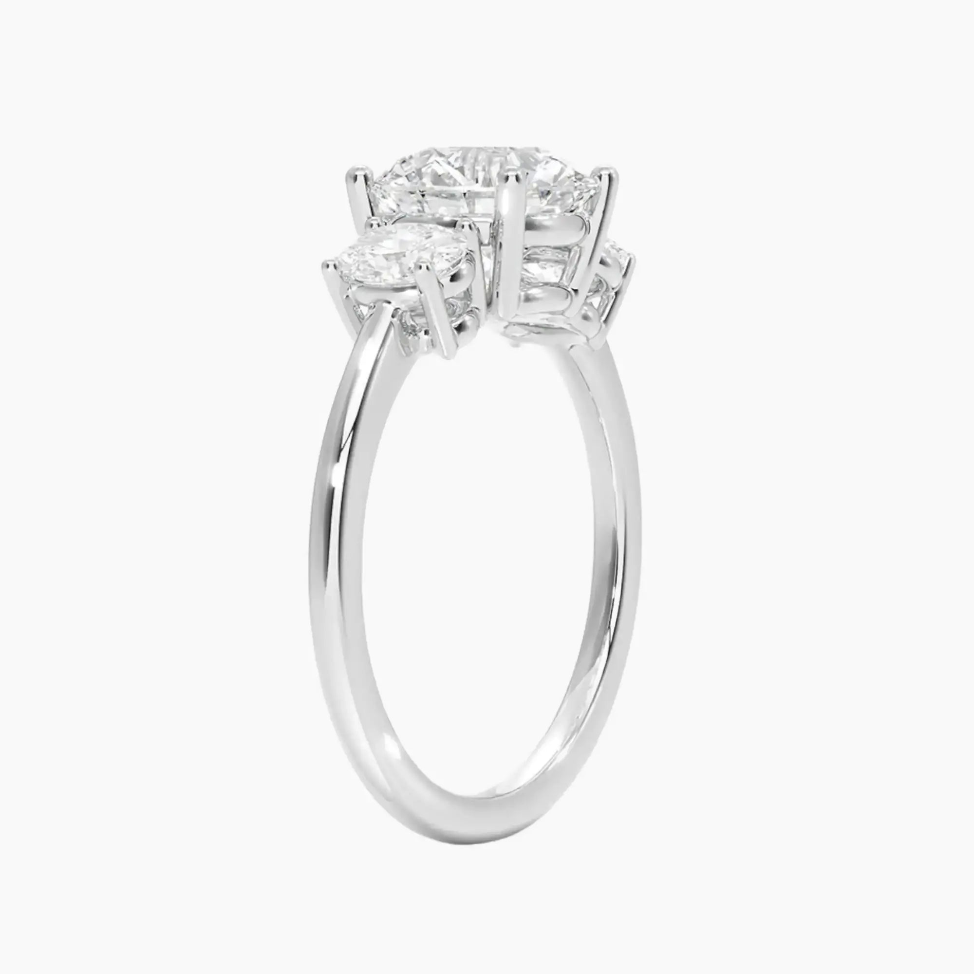 Liora Round Three Stone 1 Carat Lab Grown Diamond Engagement Ring in 18K Yellow Gold