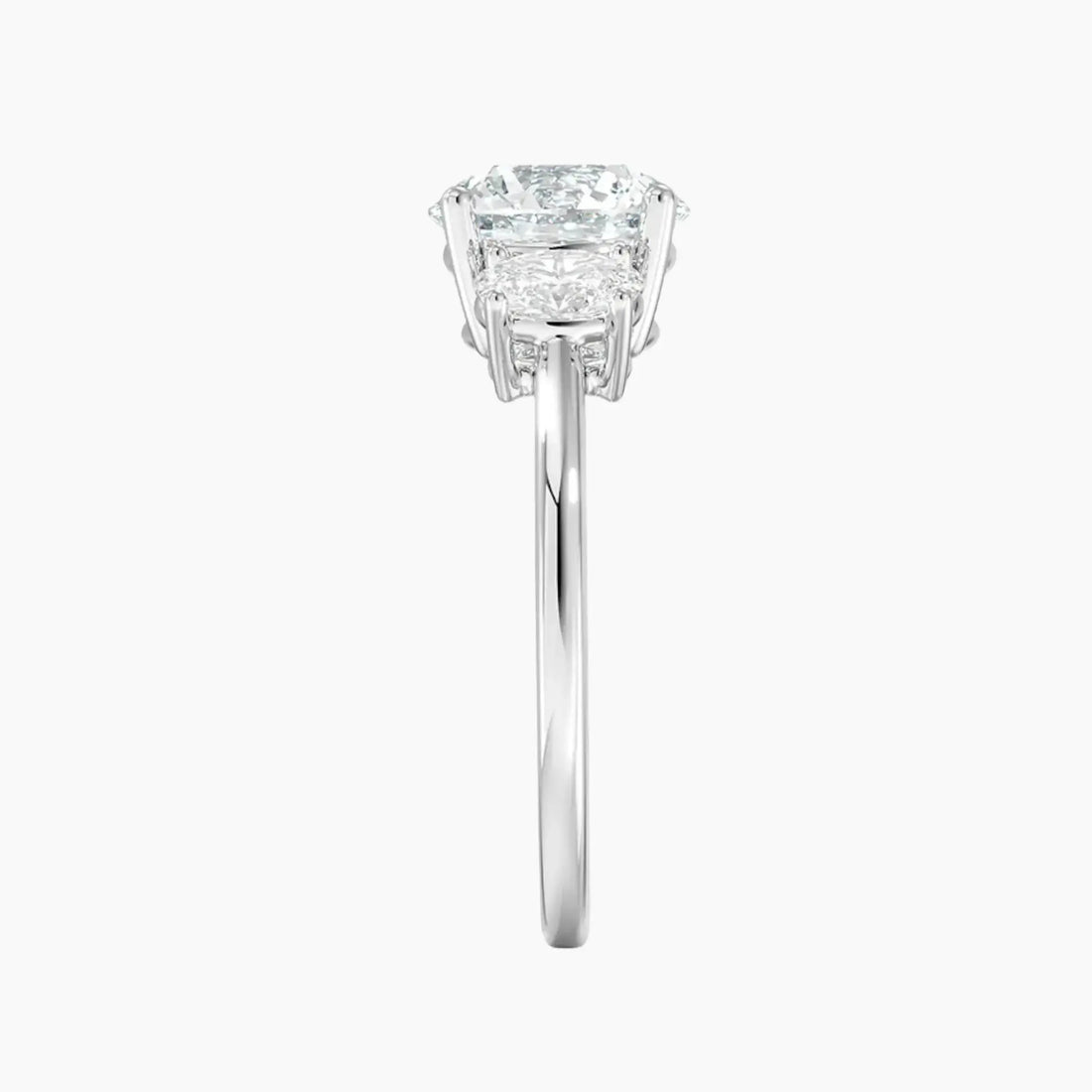 Liora Round Three Stone Diamond Ring Setting in 18K White Gold