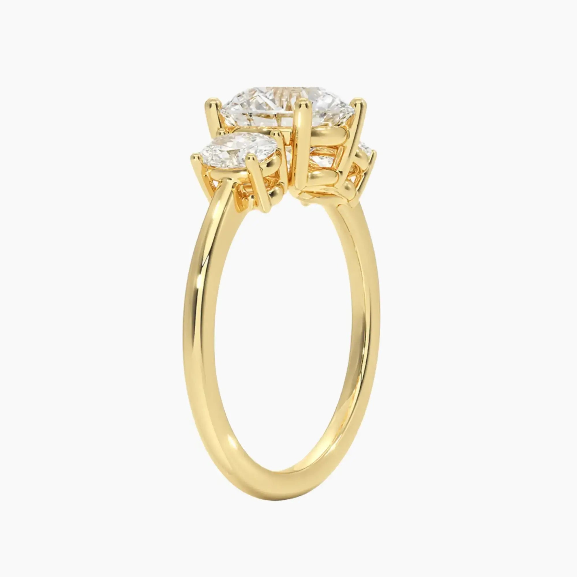 Liora Round Three Stone 2 Carat Lab Grown Diamond Engagement Ring in 14K White Gold