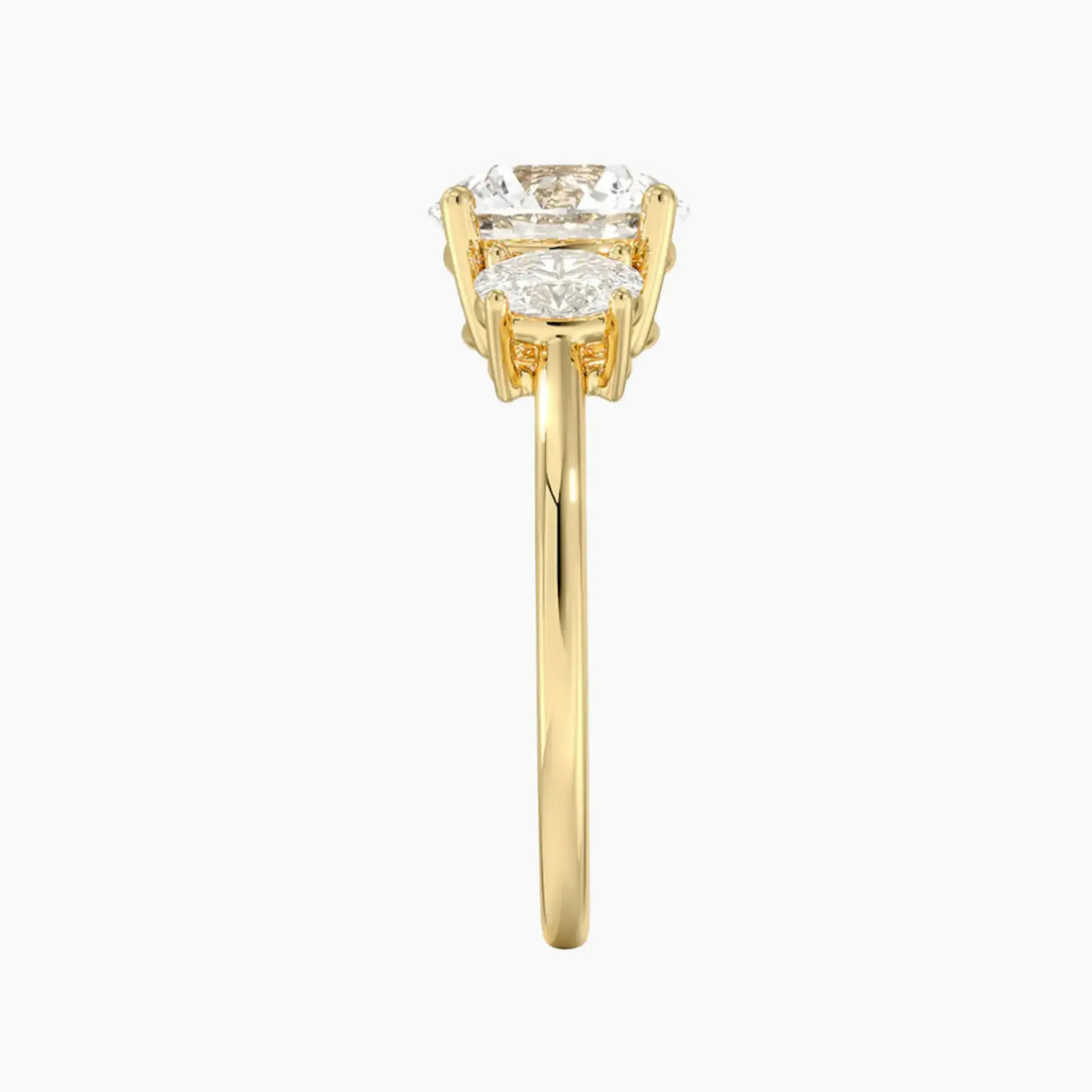 Liora Round Three Stone 2 Carat Lab Grown Diamond Engagement Ring in 14K Yellow Gold