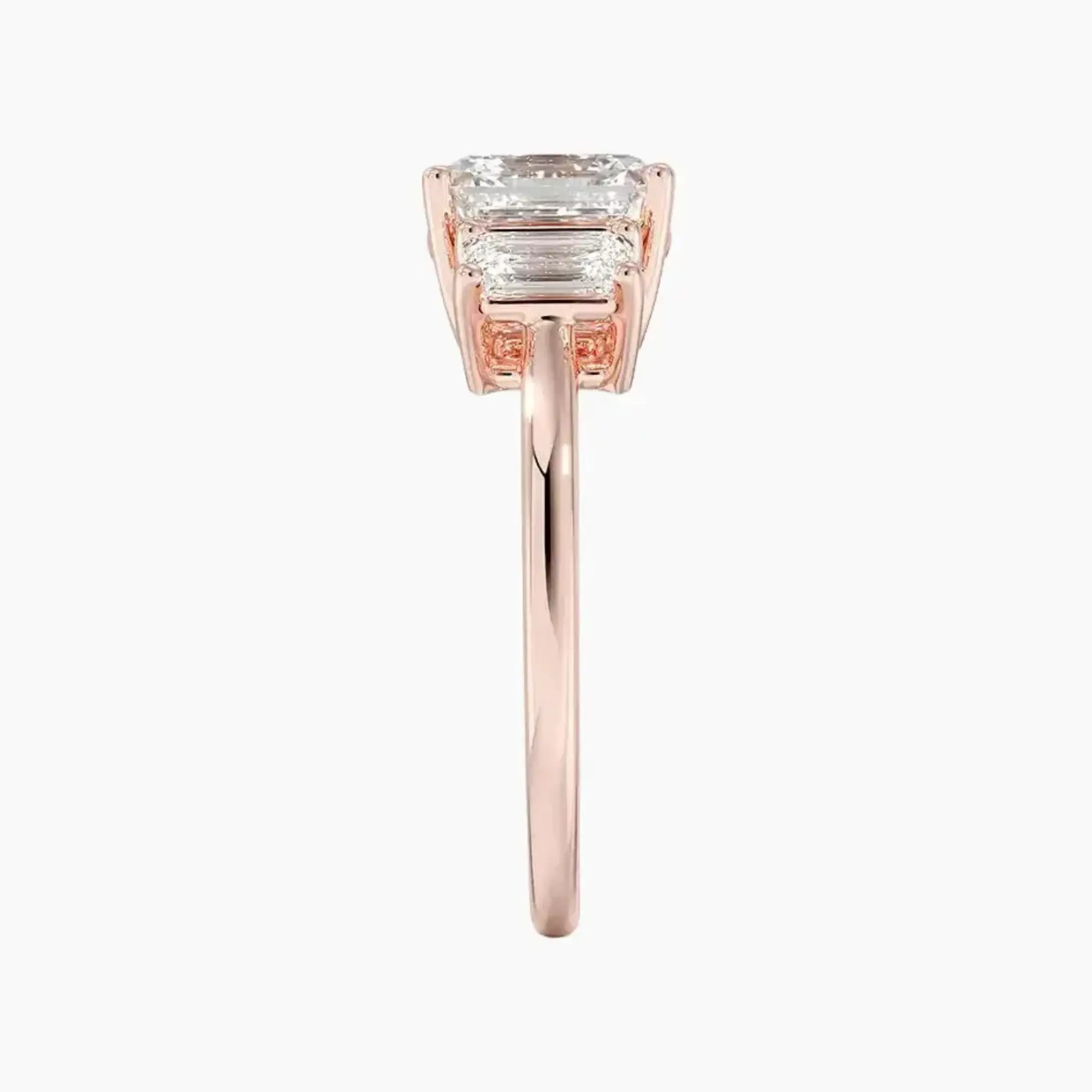 Aurelia Asscher Three Stone 2 Carat Lab Grown Diamond Engagement Ring in 18K Yellow Gold
