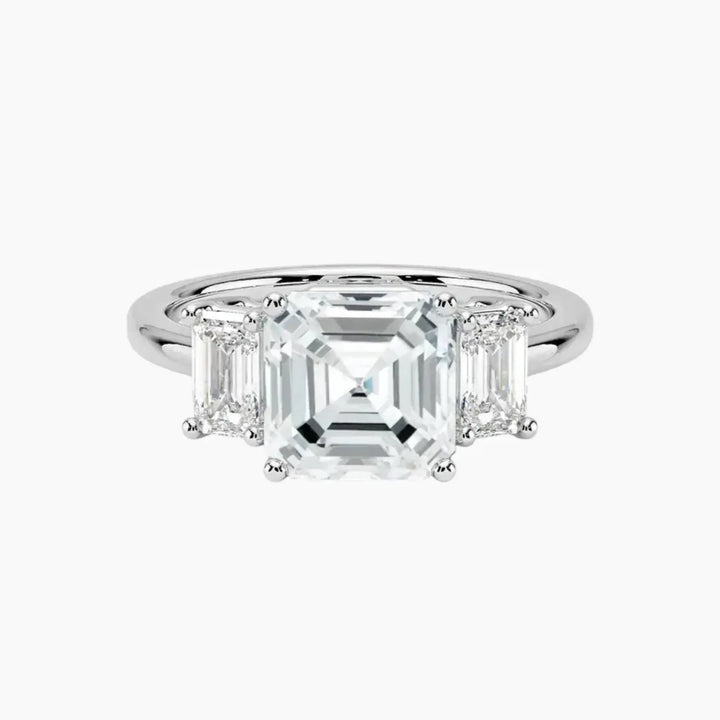 Aurelia Asscher Three Stone 1.5 Carat Lab Grown Diamond Engagement Ring in 14K White Gold