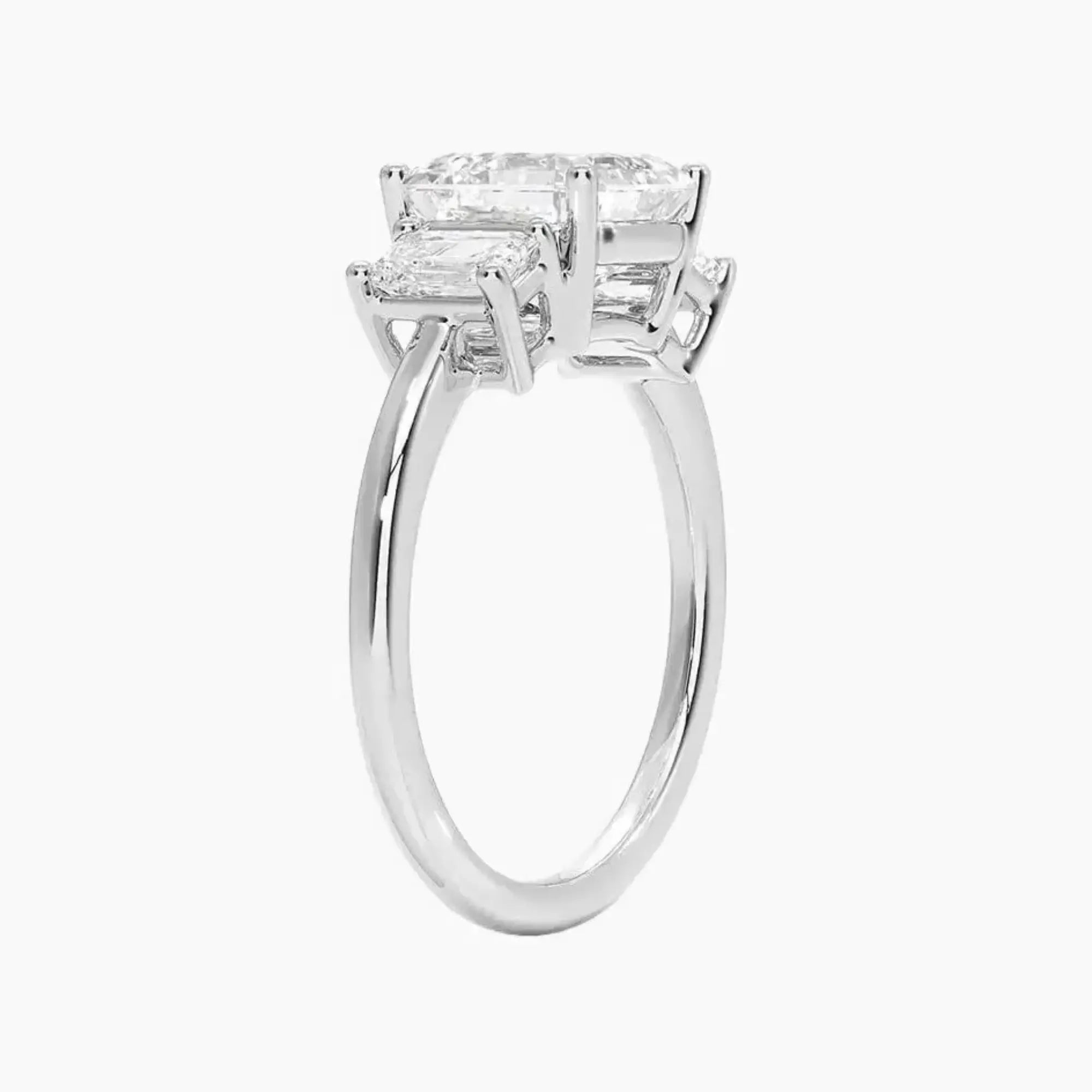 Aurelia Asscher Three Stone 2 Carat Lab Grown Diamond Engagement Ring in 18K Yellow Gold