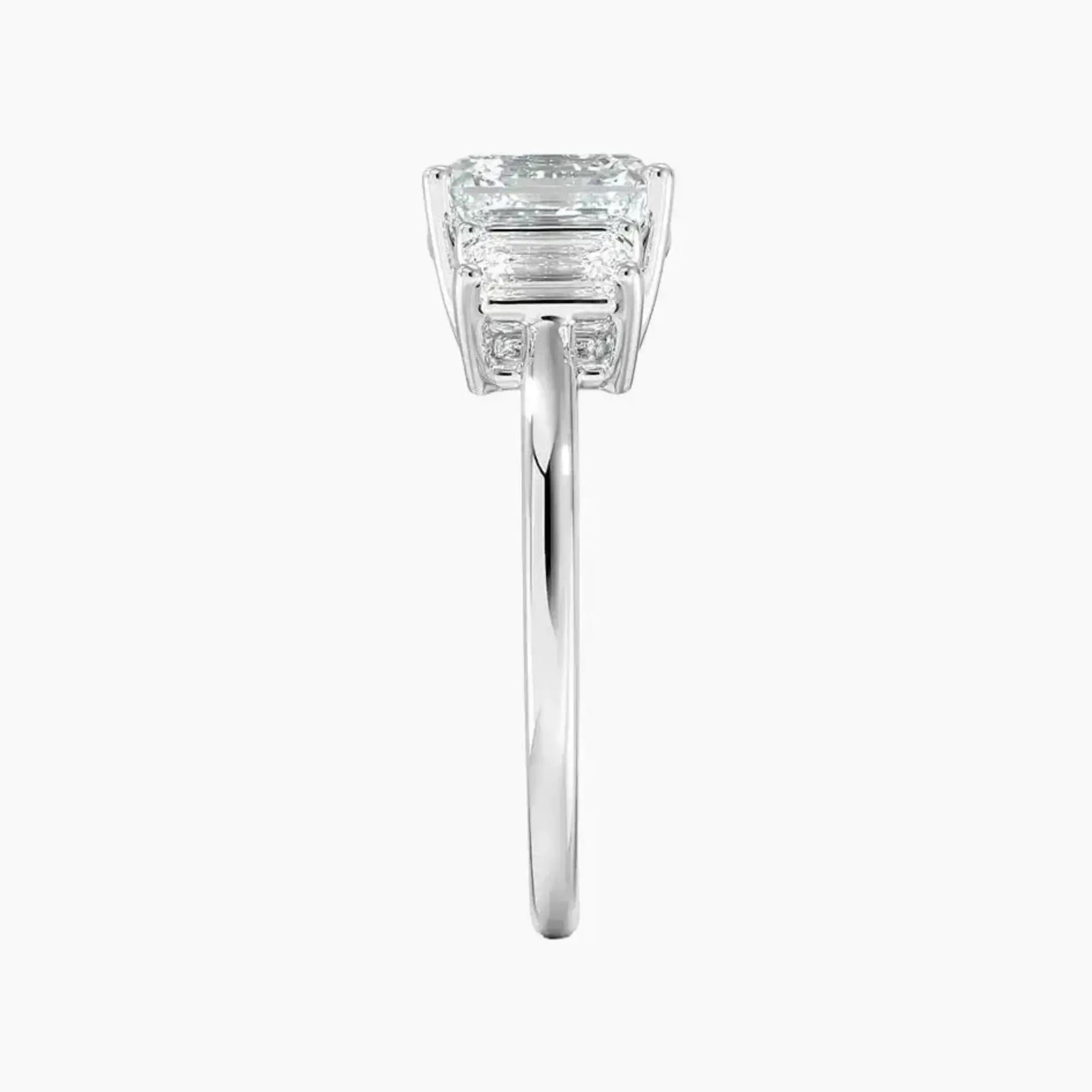 Aurelia Asscher Three Stone 2 Carat Lab Grown Diamond Engagement Ring in 14K Yellow Gold