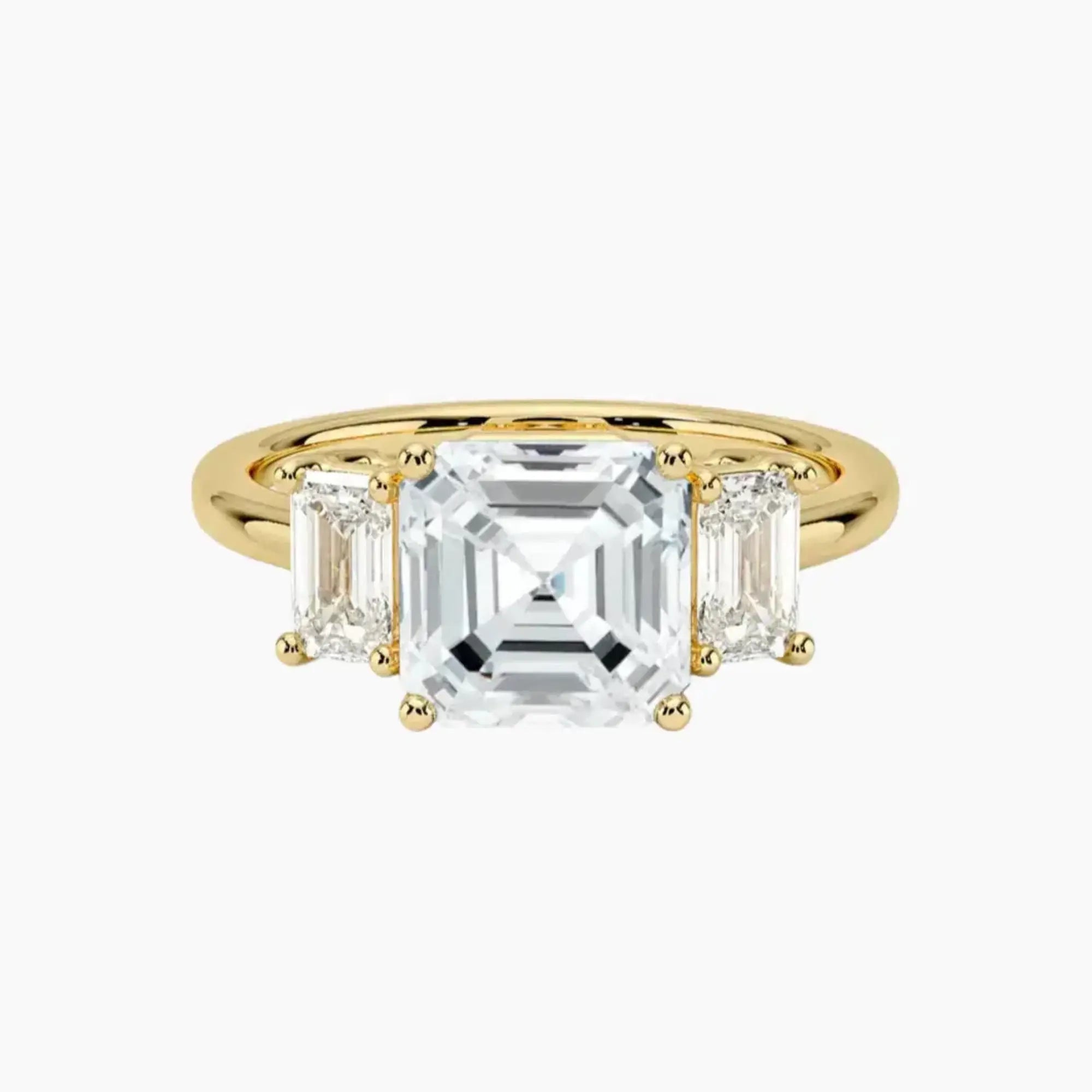 Aurelia Asscher Three Stone 2.5 Carat Lab Grown Diamond Engagement Ring in 14K Rose Gold