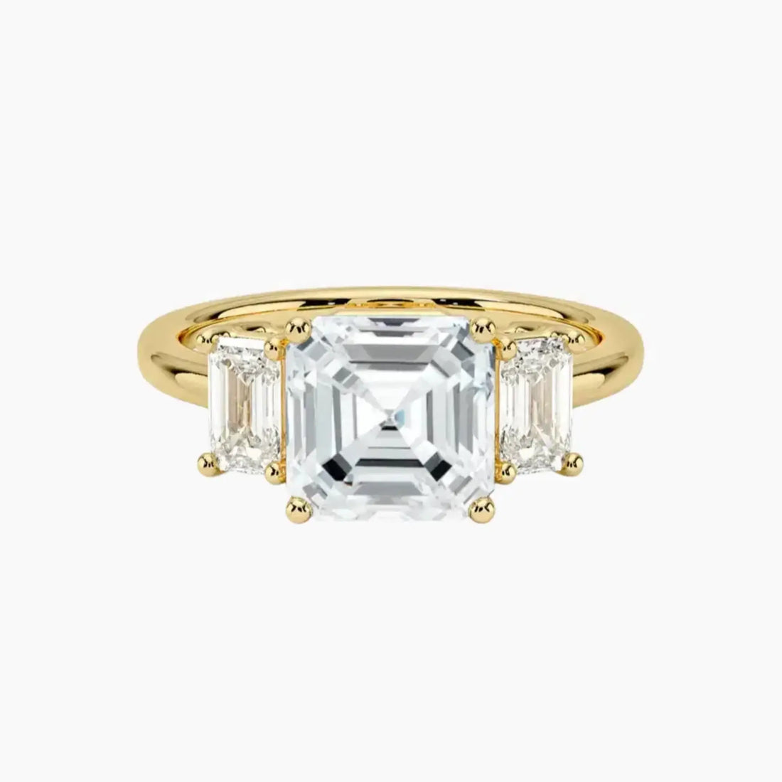 Aurelia Asscher Three Stone 2.5 Carat Lab Grown Diamond Engagement Ring in 14K White Gold