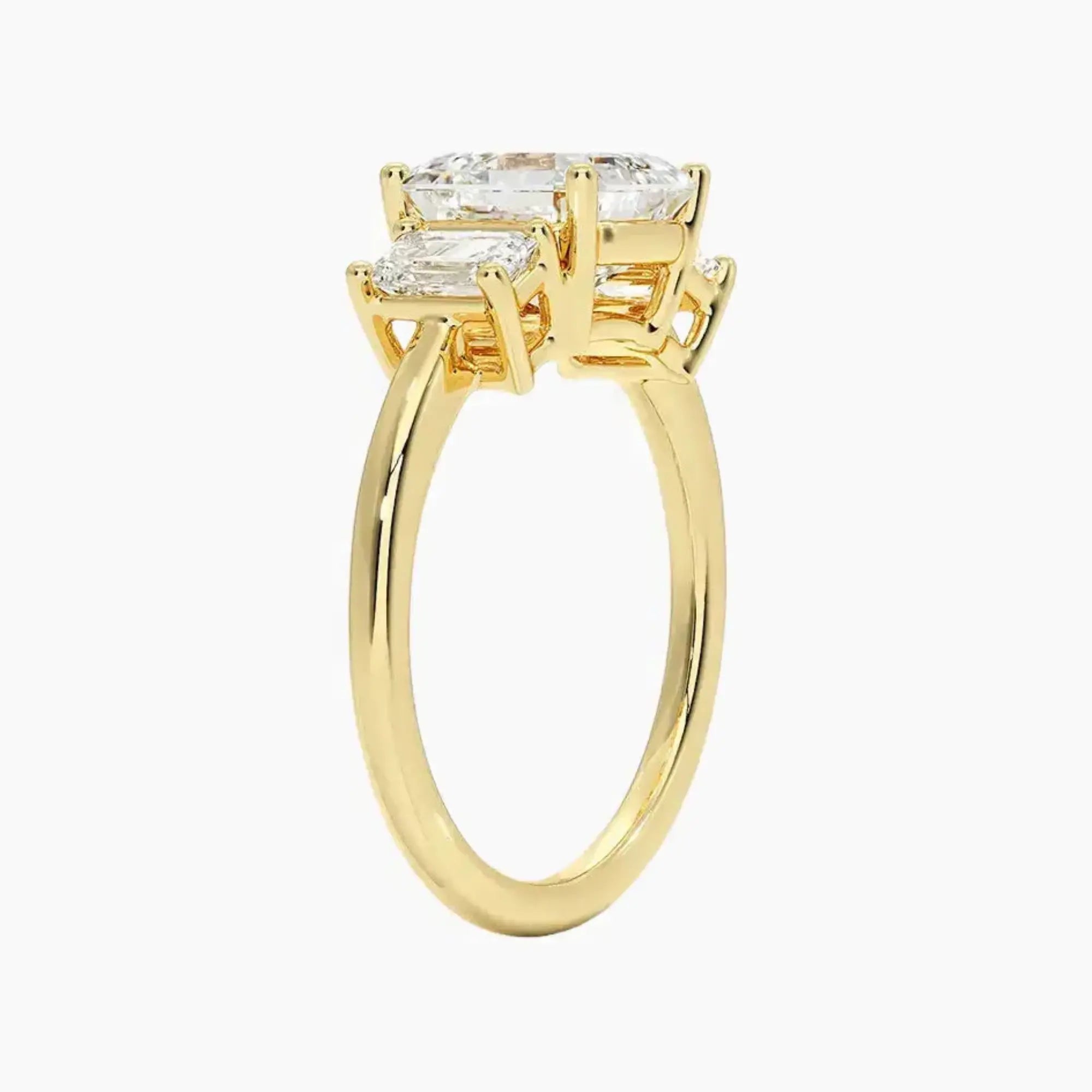 Aurelia Asscher Three Stone 1 Carat Lab Grown Diamond Engagement Ring in 14K White Gold