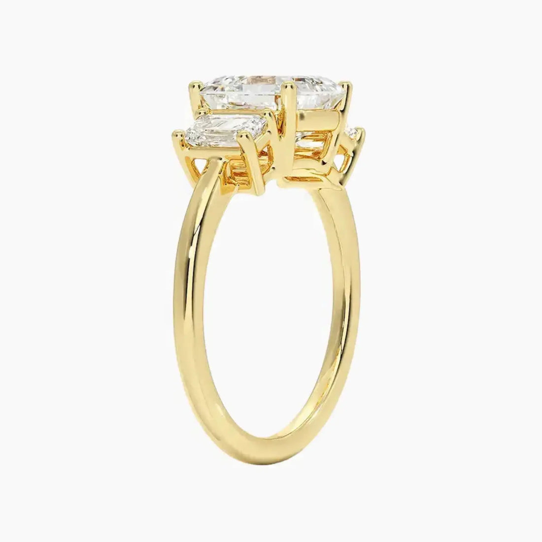 Aurelia Asscher Three Stone 1 Carat Lab Grown Diamond Engagement Ring in 18K Rose Gold