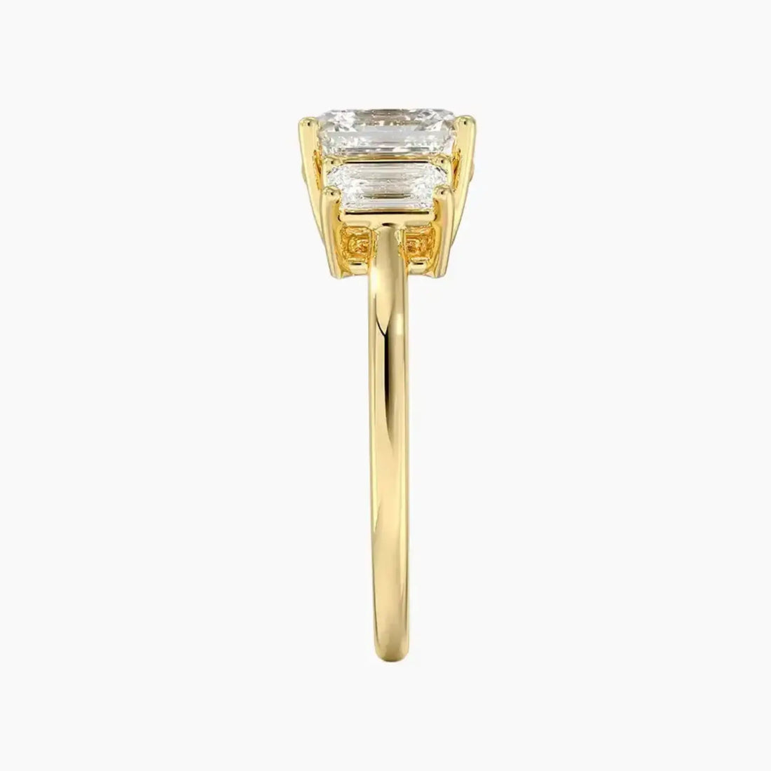 Aurelia Asscher Three Stone 1 Carat Lab Grown Diamond Engagement Ring in 14K Rose Gold