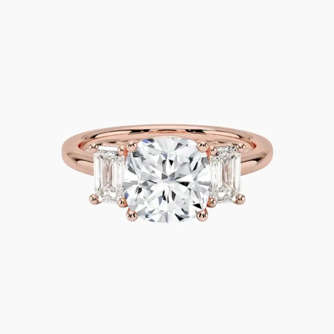 Aurelia Cushion Three Stone 1 Carat Lab Grown Diamond Engagement Ring in 14K White Gold
