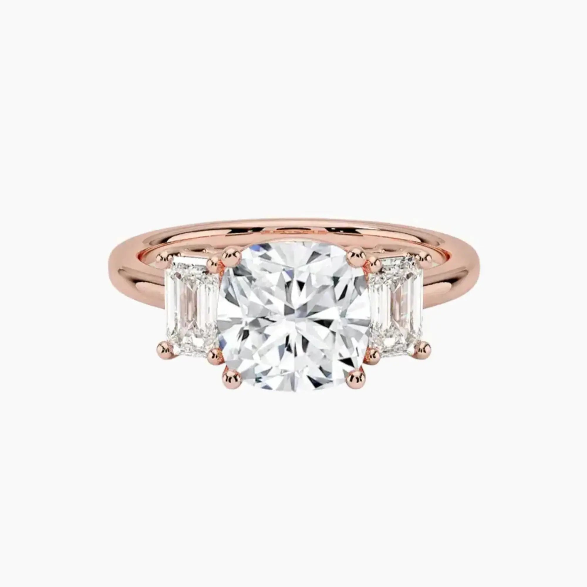 Aurelia Cushion Three Stone 2 Carat Lab Grown Diamond Engagement Ring in 18K White Gold