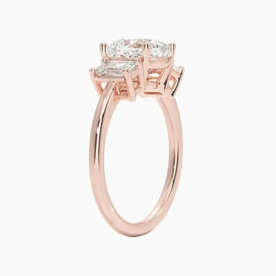 Aurelia Cushion Three Stone 1.5 Carat Lab Grown Diamond Engagement Ring in 18K White Gold