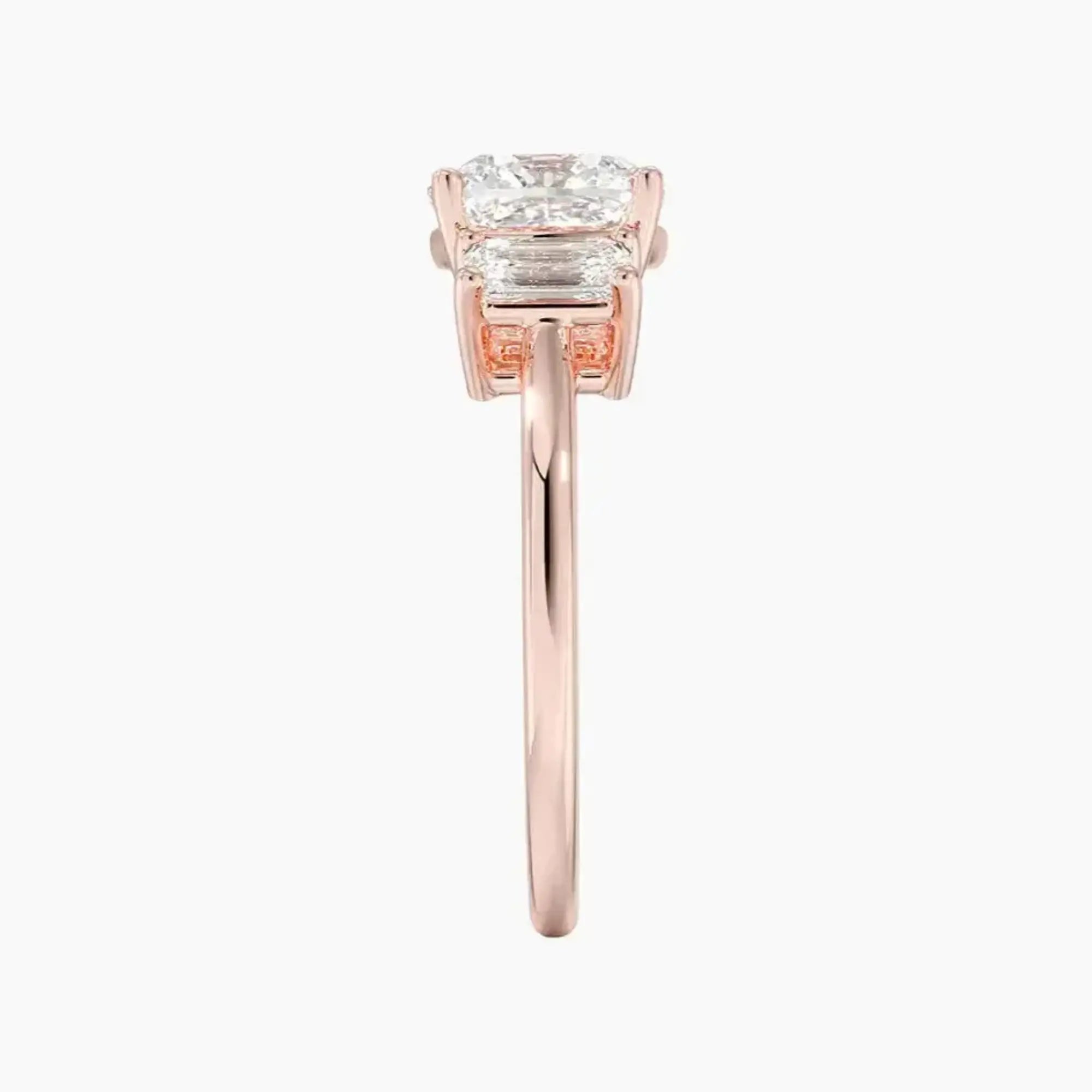 Aurelia Cushion Three Stone 2 Carat Lab Grown Diamond Engagement Ring in 18K White Gold