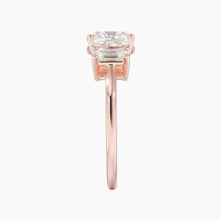Aurelia Cushion Three Stone 3 Carat Lab Grown Diamond Engagement Ring in 18K Yellow Gold