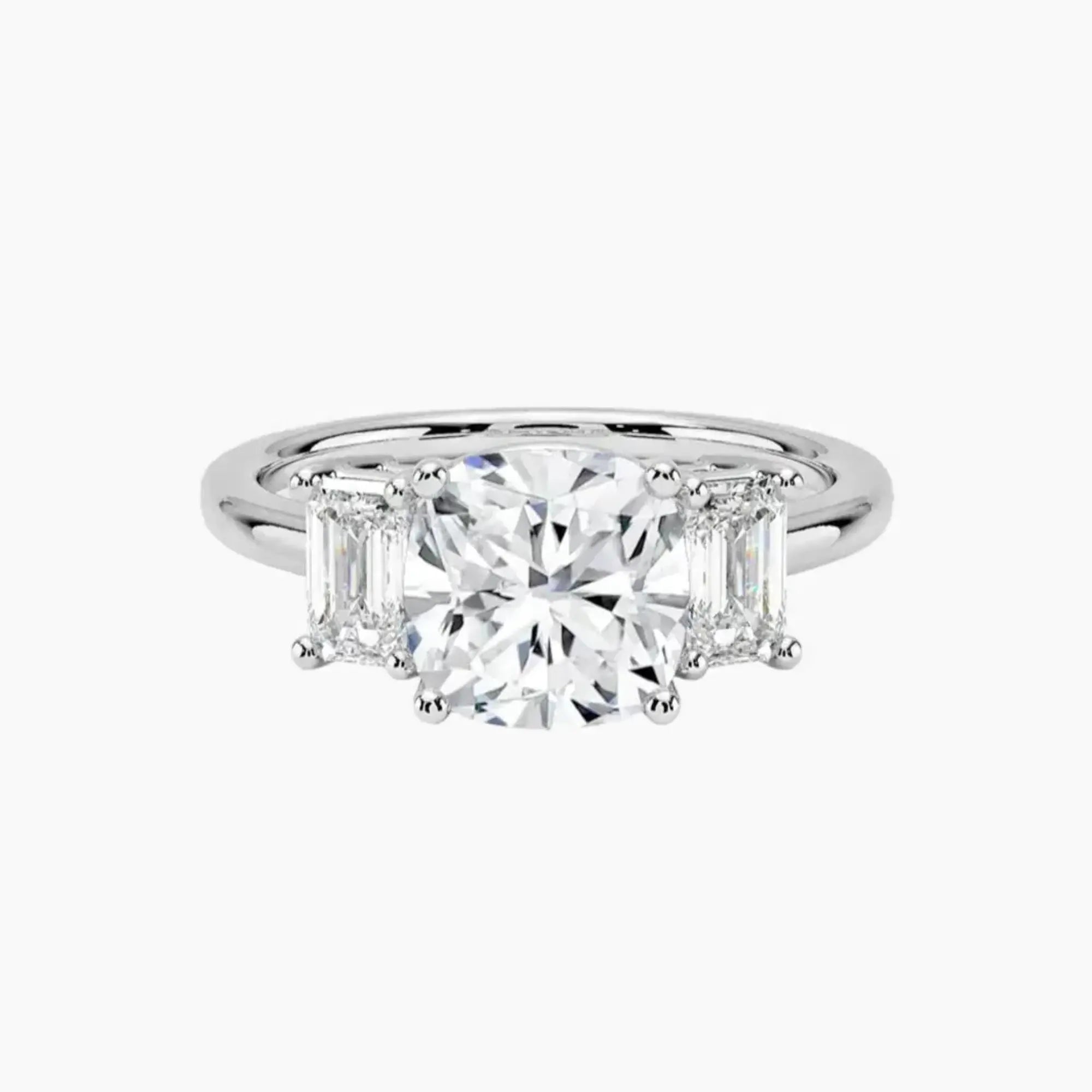 Aurelia Cushion Three Stone Diamond Ring Setting in 18K Rose Gold