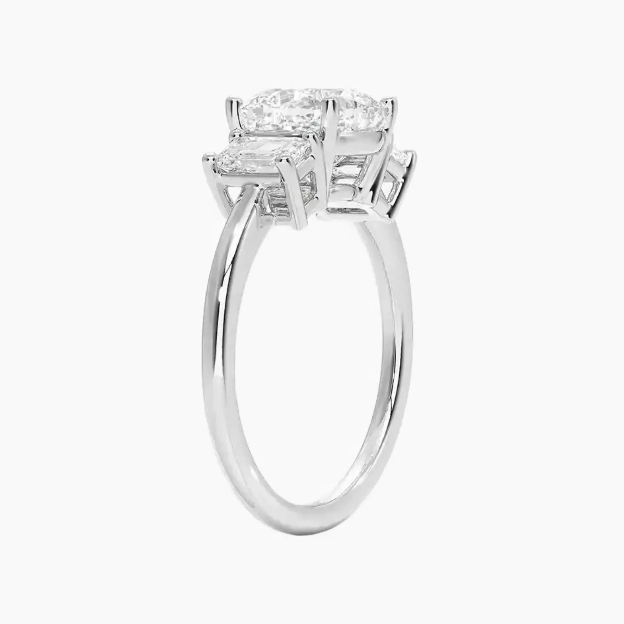 Aurelia Cushion Three Stone 2 Carat Lab Grown Diamond Engagement Ring in 18K White Gold