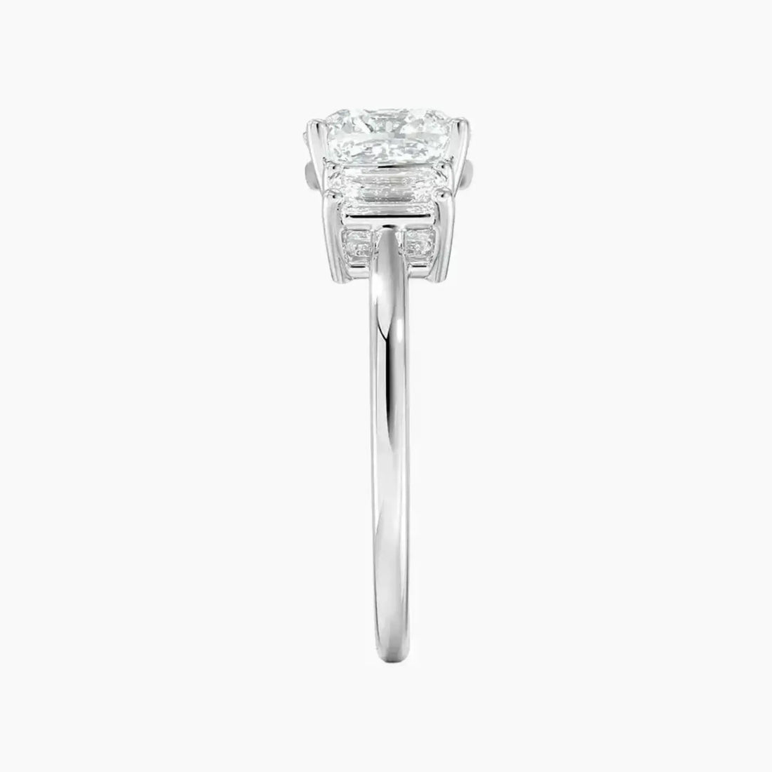 Aurelia Cushion Three Stone 2 Carat Lab Grown Diamond Engagement Ring in 18K White Gold