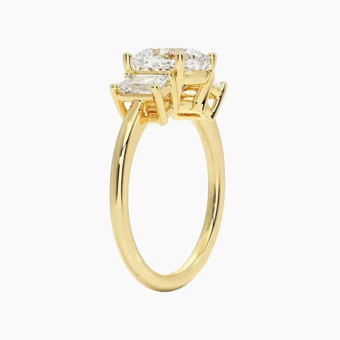 Aurelia Cushion Three Stone 1.5 Carat Lab Grown Diamond Engagement Ring in 14K White Gold