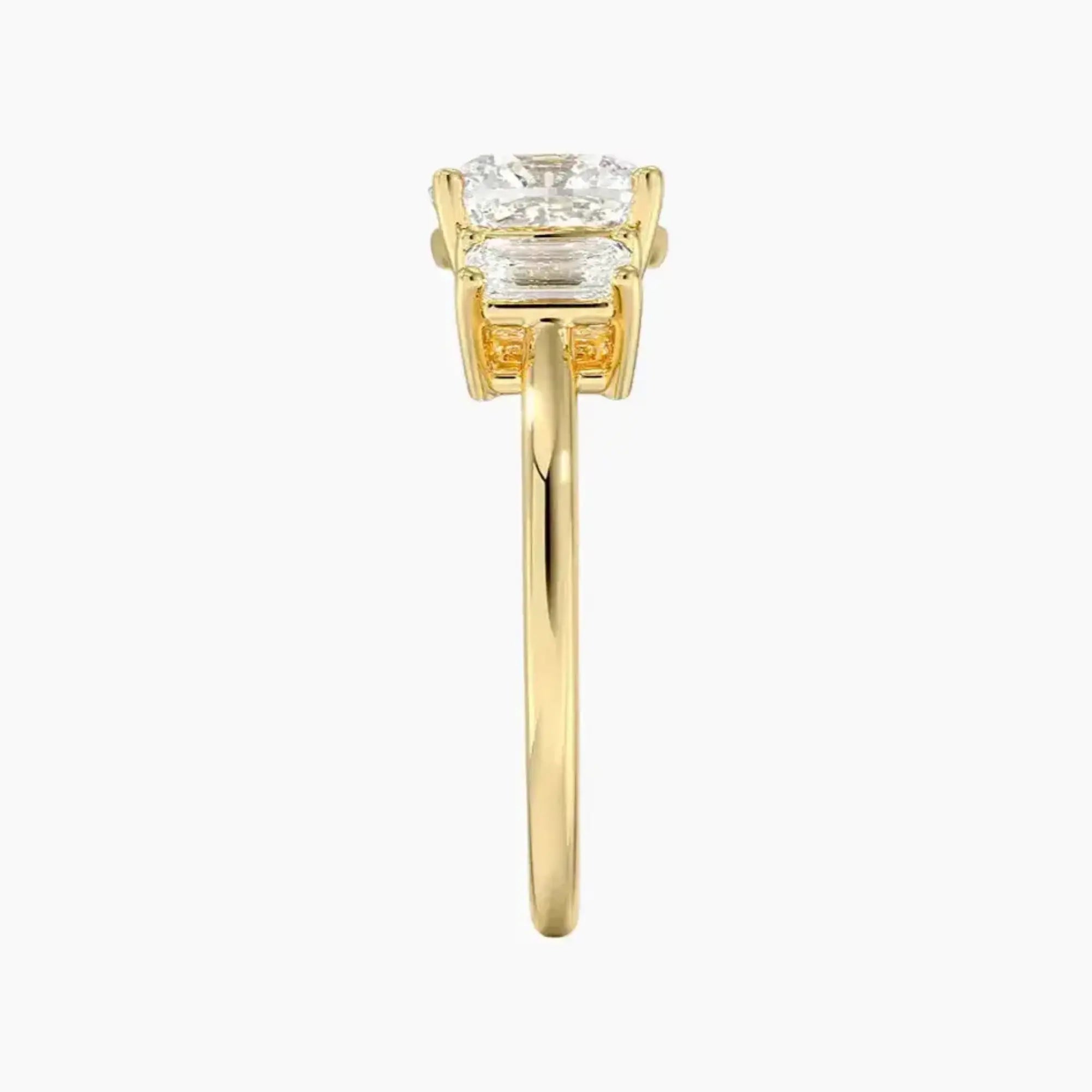 Aurelia Cushion Three Stone 2 Carat Lab Grown Diamond Engagement Ring in 18K White Gold
