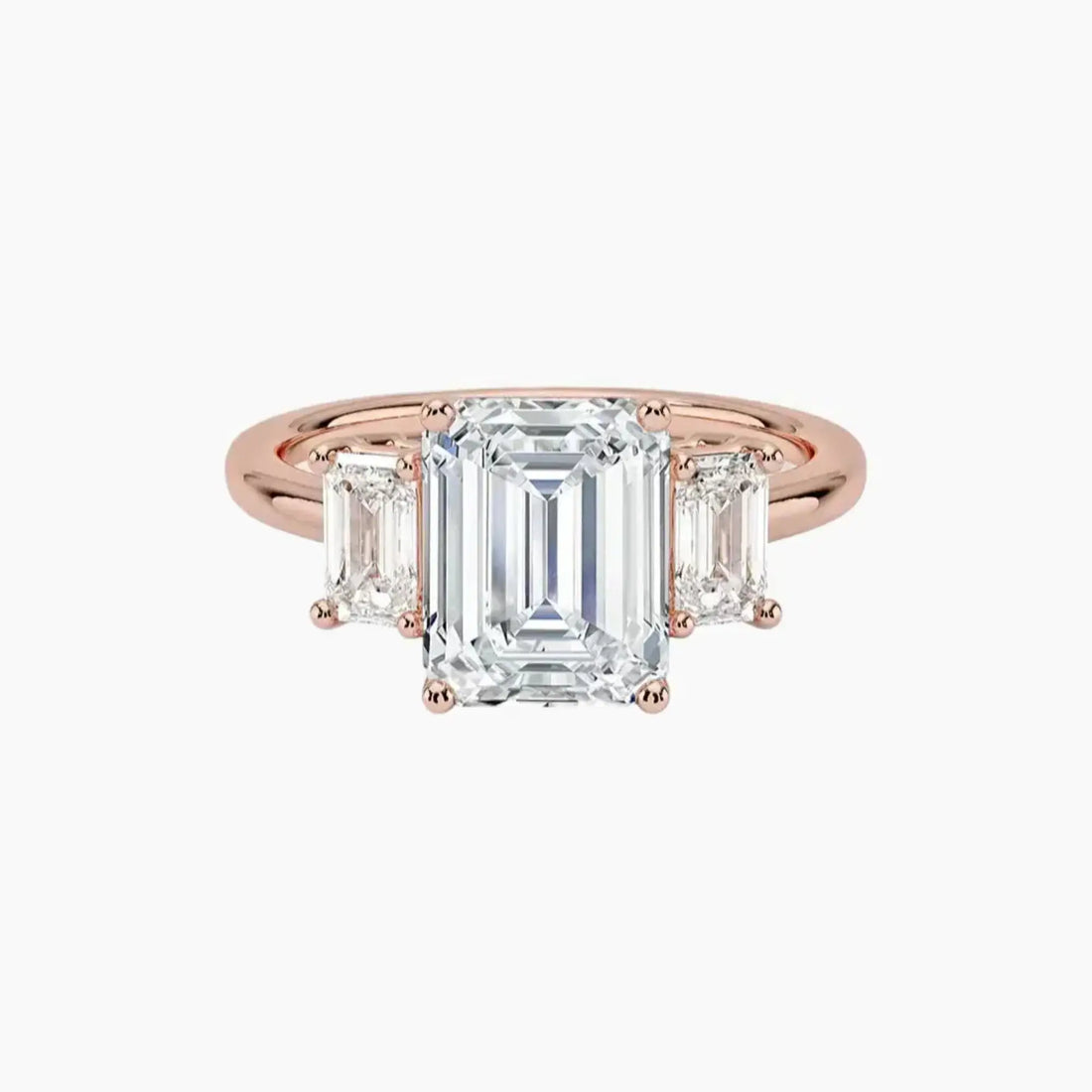 Aurelia Emerald Three Stone 1 Carat Lab Grown Diamond Engagement Ring in 18K White Gold