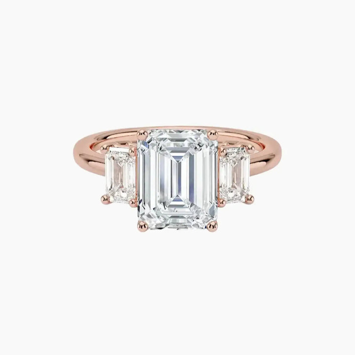Aurelia Emerald Three Stone 1.5 Carat Lab Grown Diamond Engagement Ring in 18K Rose Gold