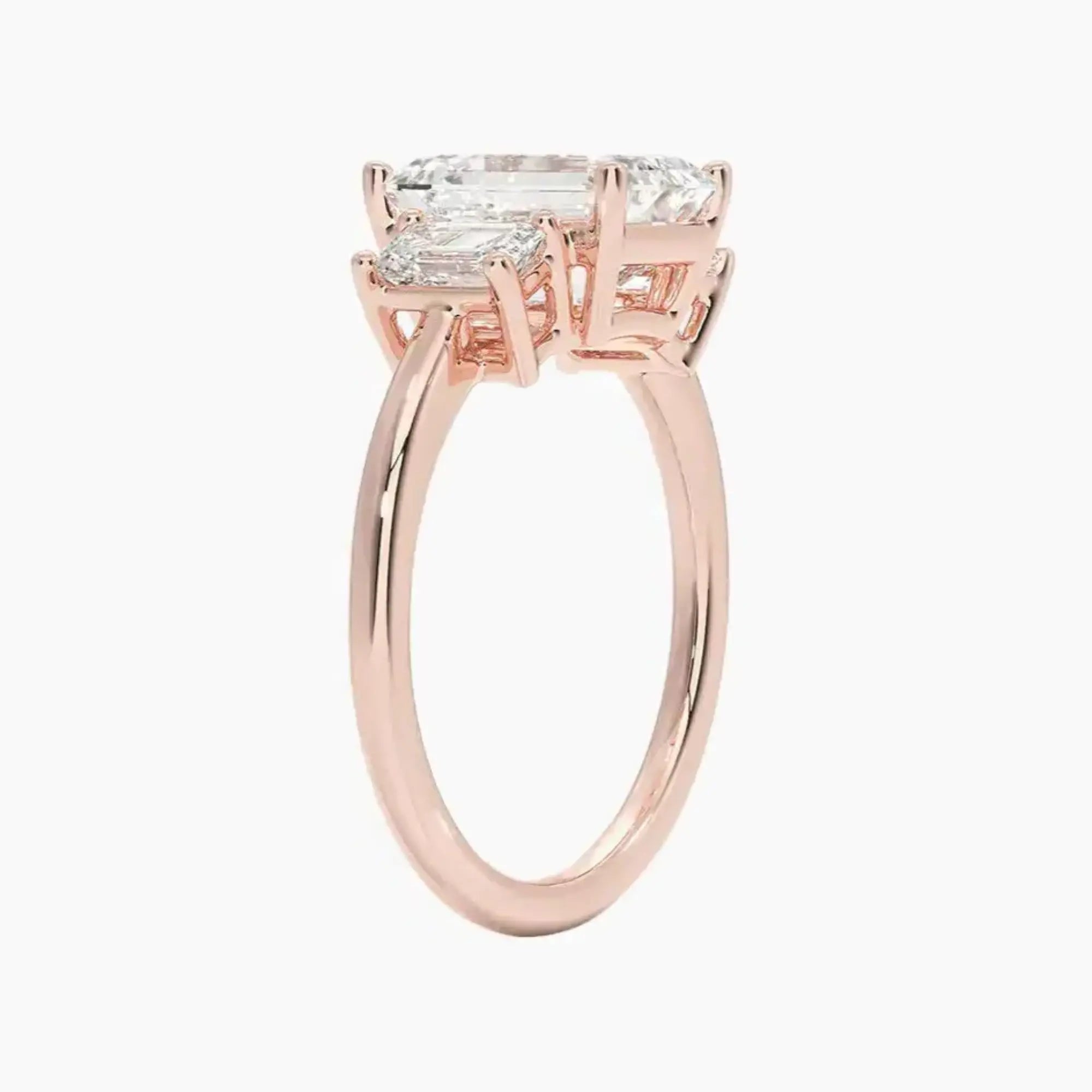 Aurelia Emerald Three Stone Diamond Ring Setting in 14K Yellow Gold