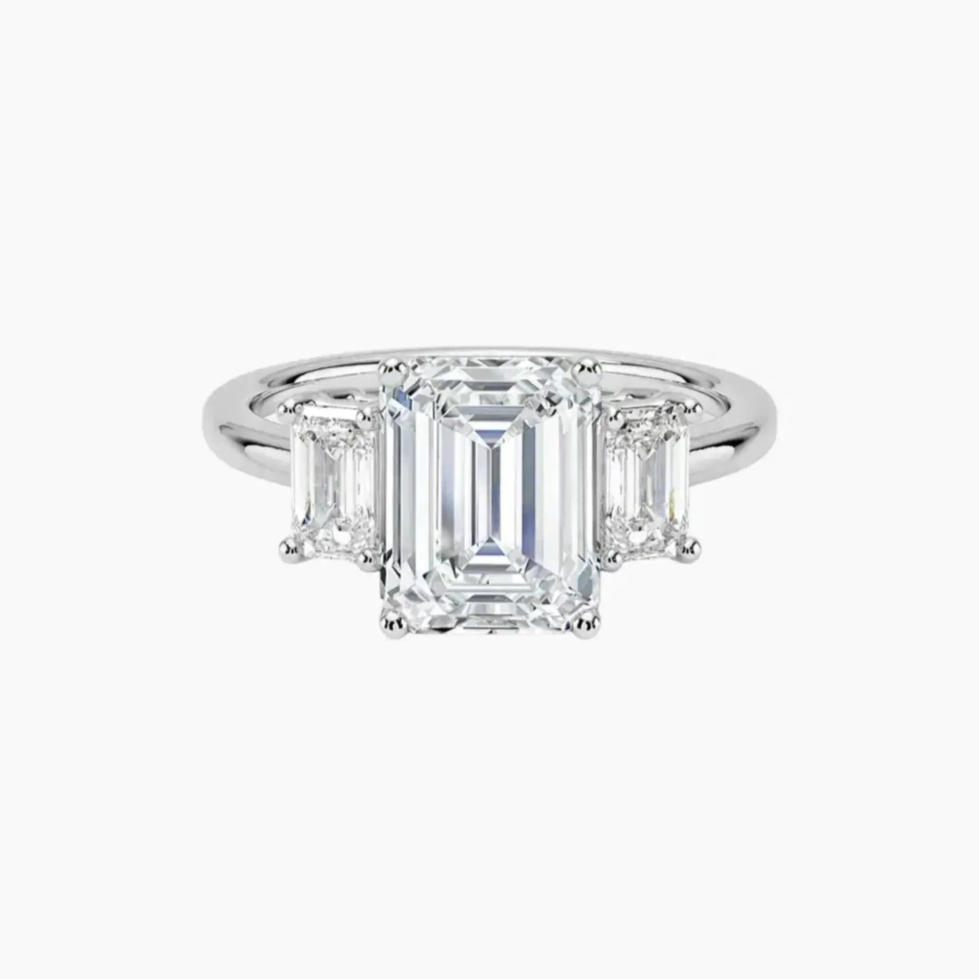 Aurelia Emerald Three Stone 2.5 Carat Lab Grown Diamond Engagement Ring in 14K White Gold