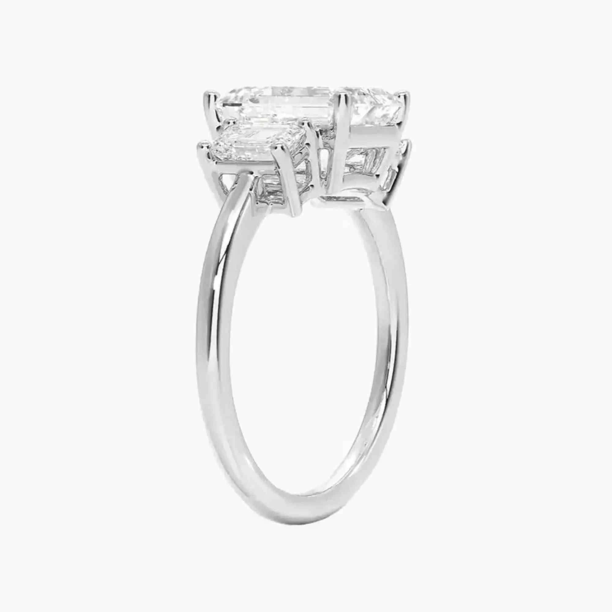 Aurelia Emerald Three Stone 2.5 Carat Lab Grown Diamond Engagement Ring in 14K White Gold