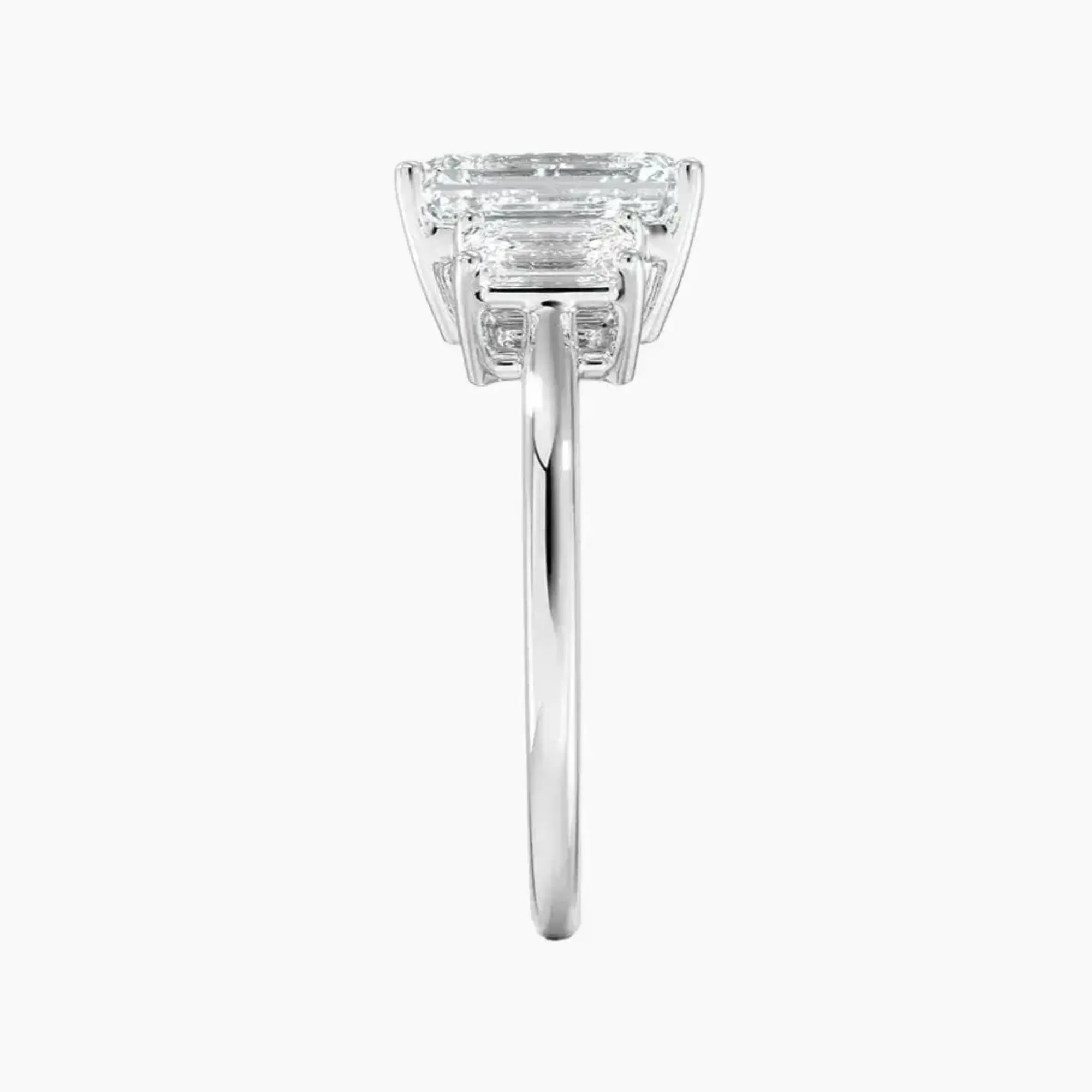 Aurelia Emerald Three Stone 2.5 Carat Lab Grown Diamond Engagement Ring in 18K White Gold